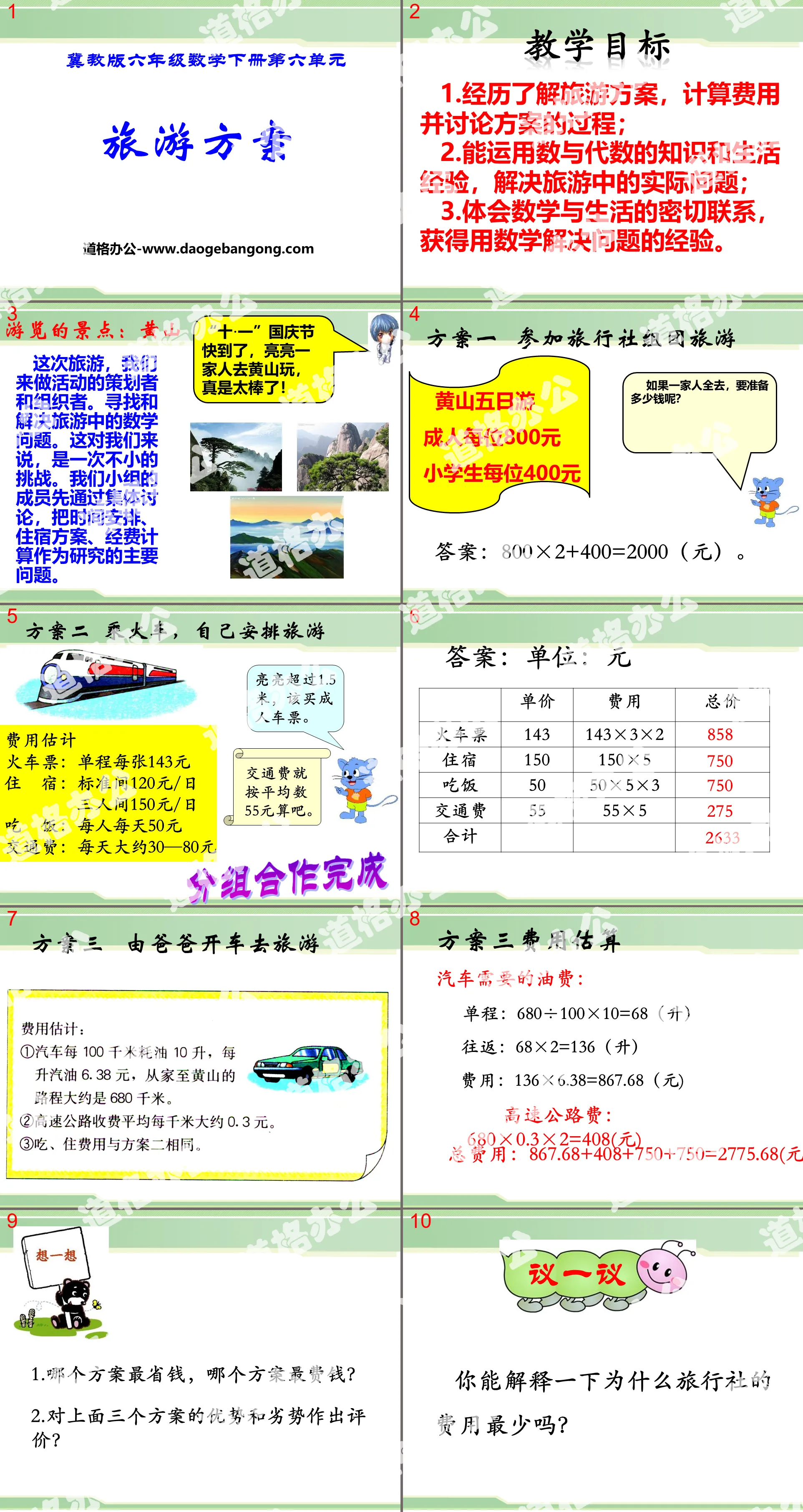 《旅游方案》PPT
