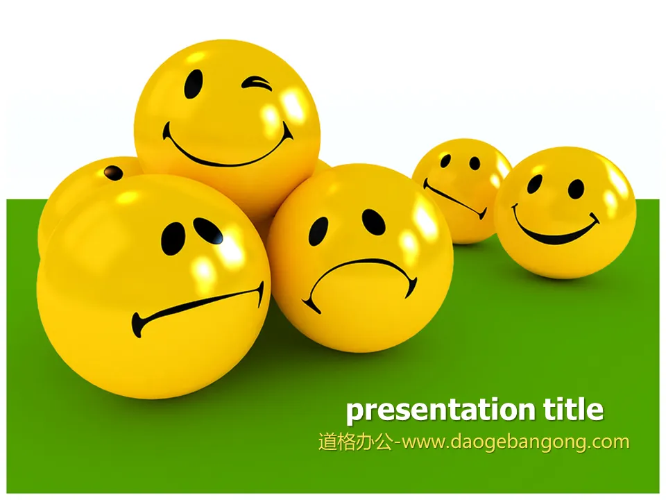 Cartoon slideshow template with cute 3d ball cute expression background