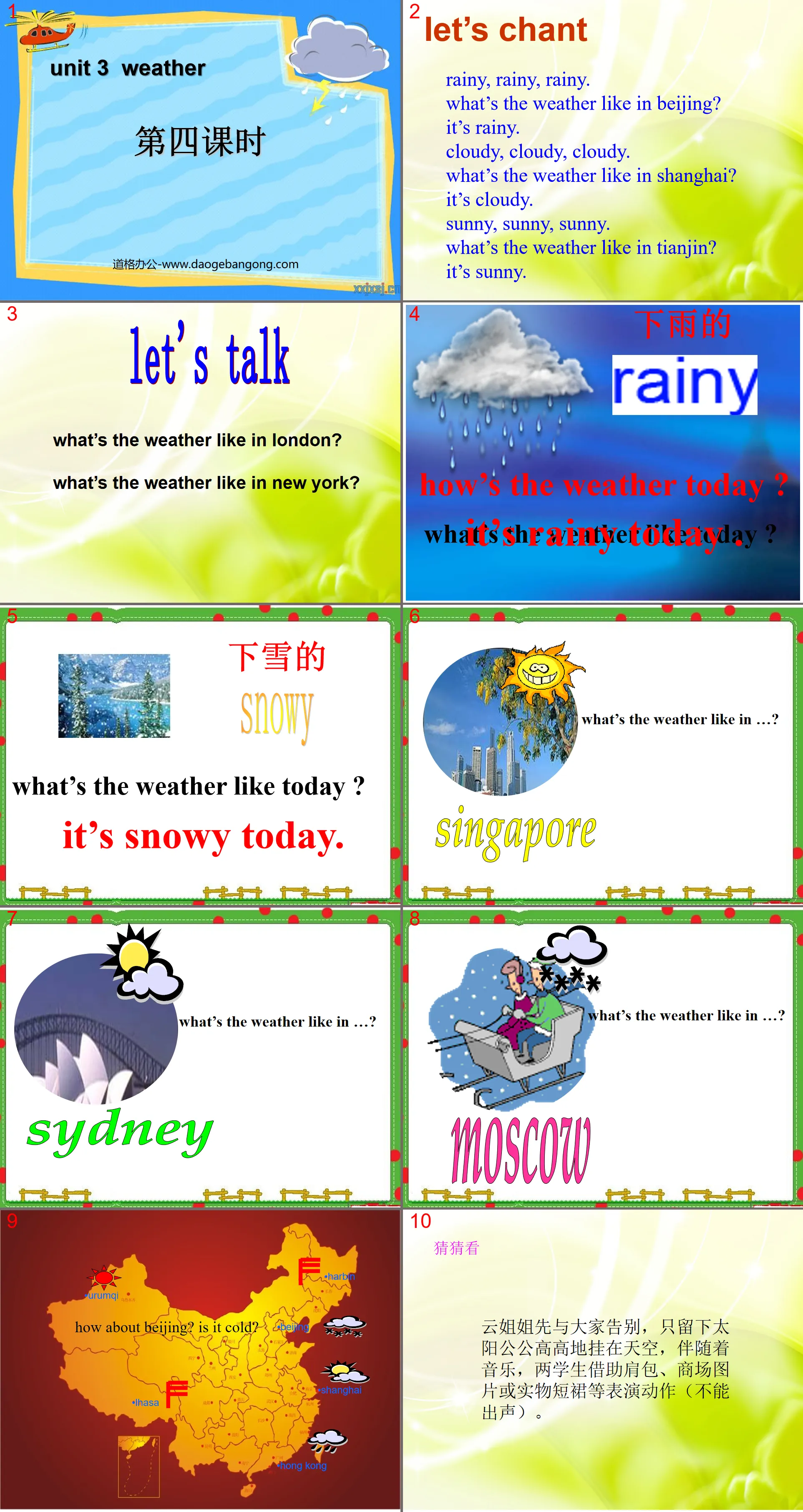 "Weather" PPT courseware for the fourth lesson