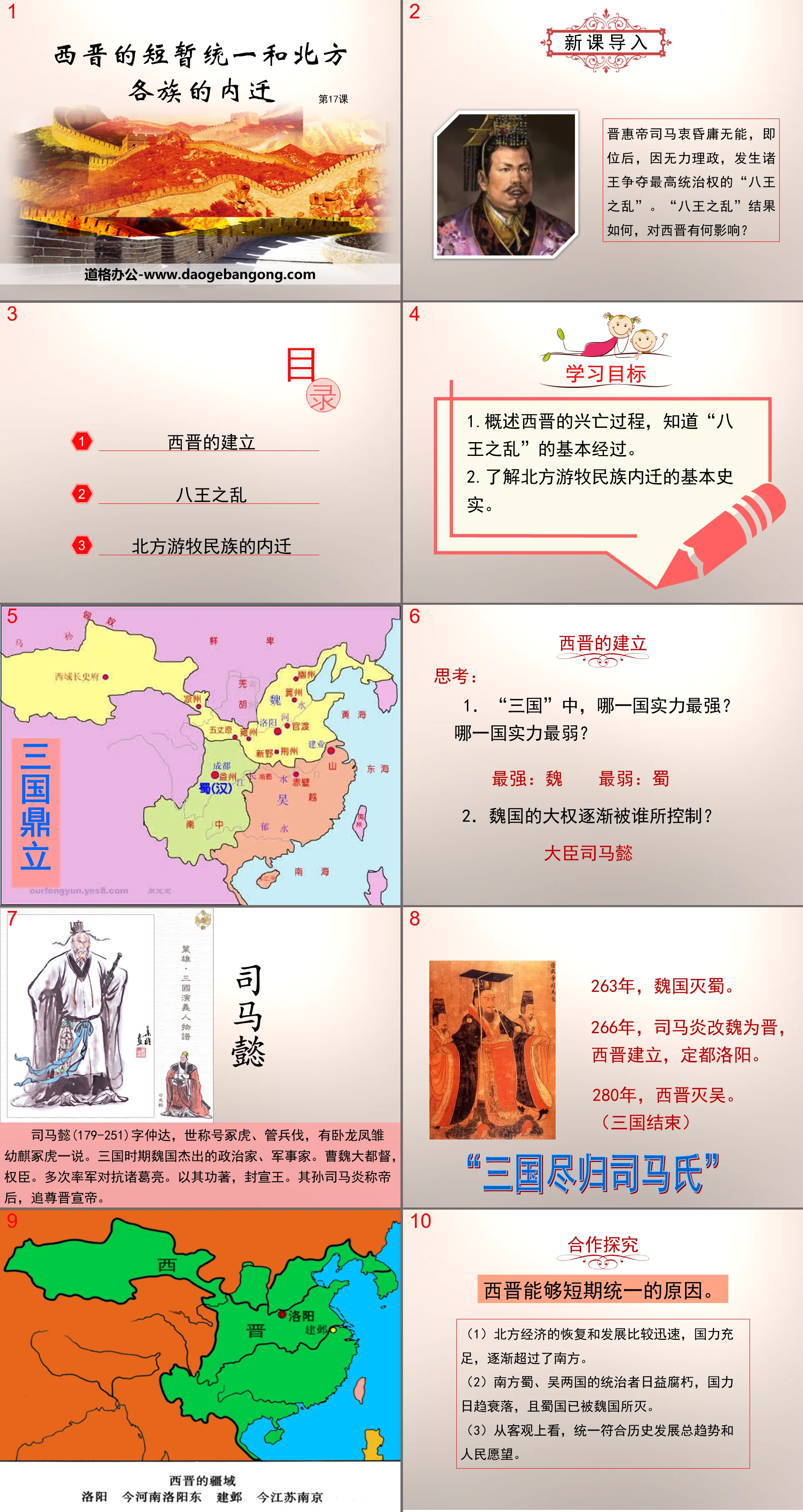 "The Brief Unification of the Western Jin Dynasty and the Inward Migration of All Ethnic Groups in the North" PPT