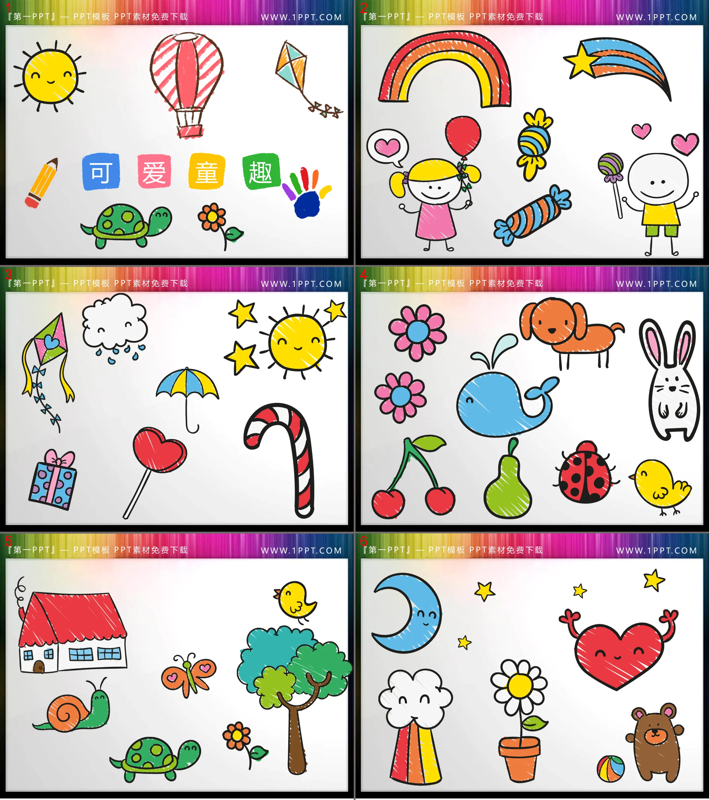 Cute and childlike cartoon hand-painted PPT material