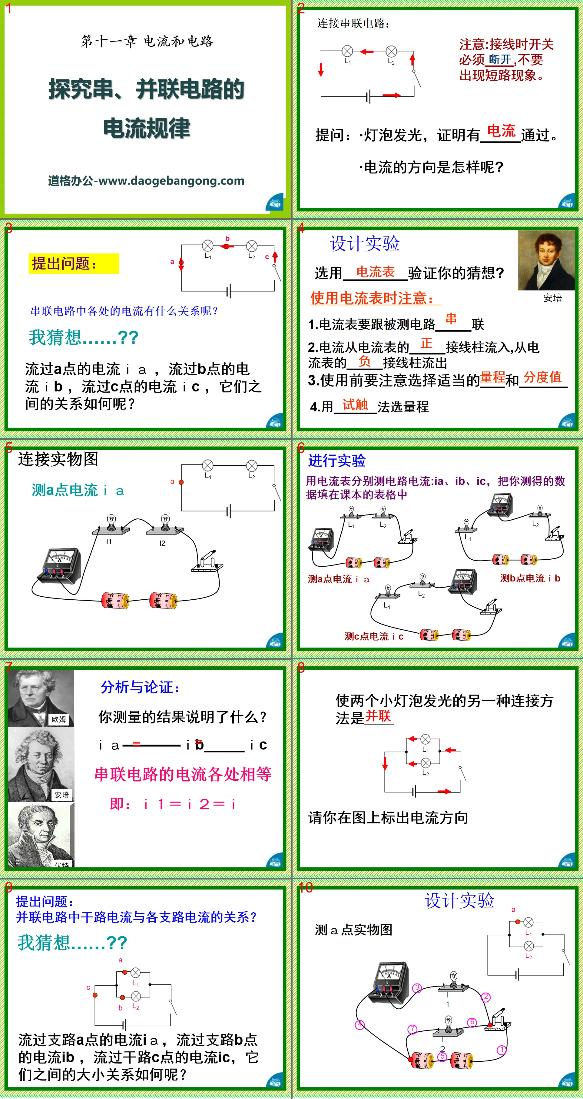 《探究串、並聯電路中電流的規律》電流與電路PPT課件