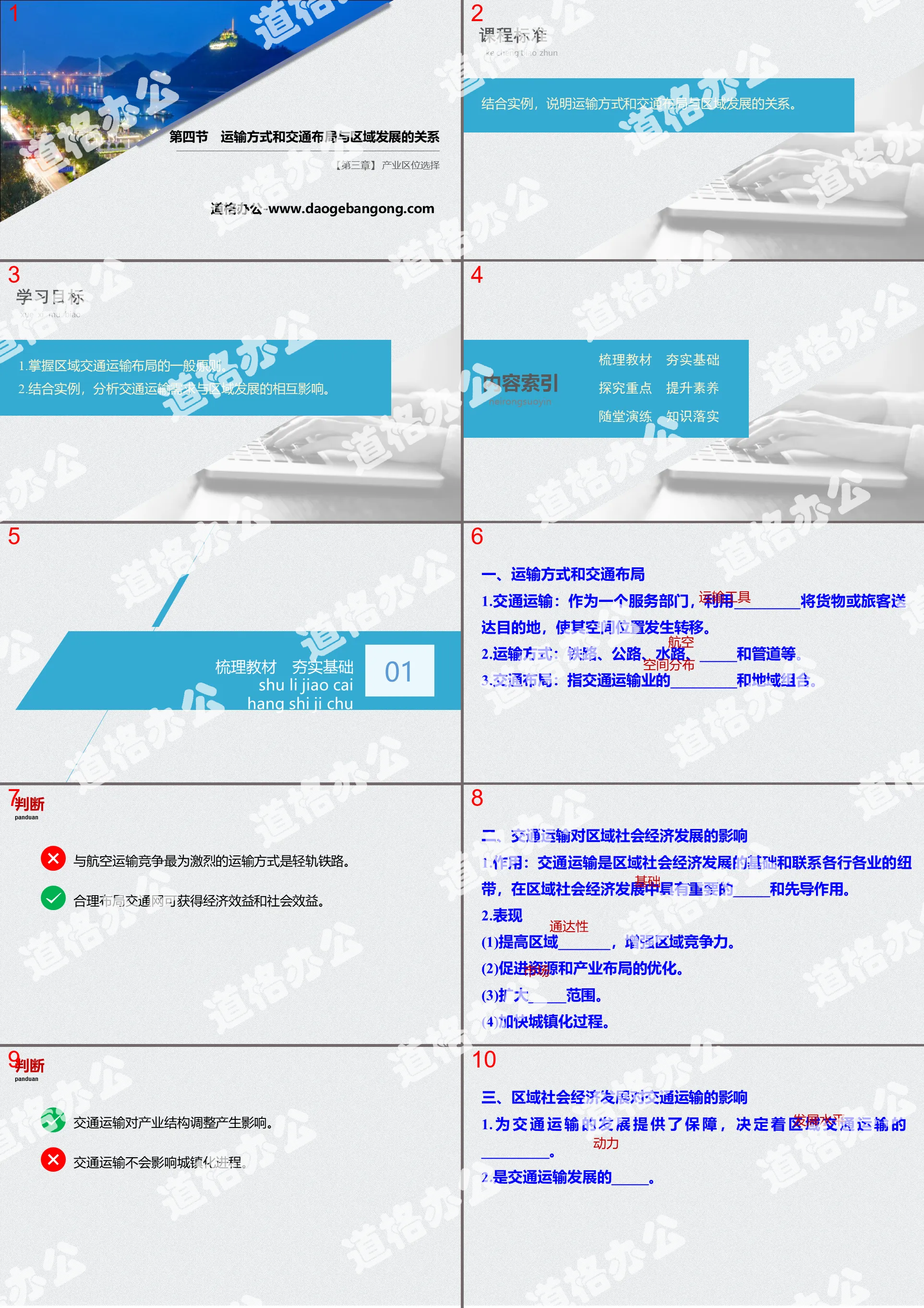 《運輸方式與交通佈局與區域發展的關係》產業區位選擇PPT