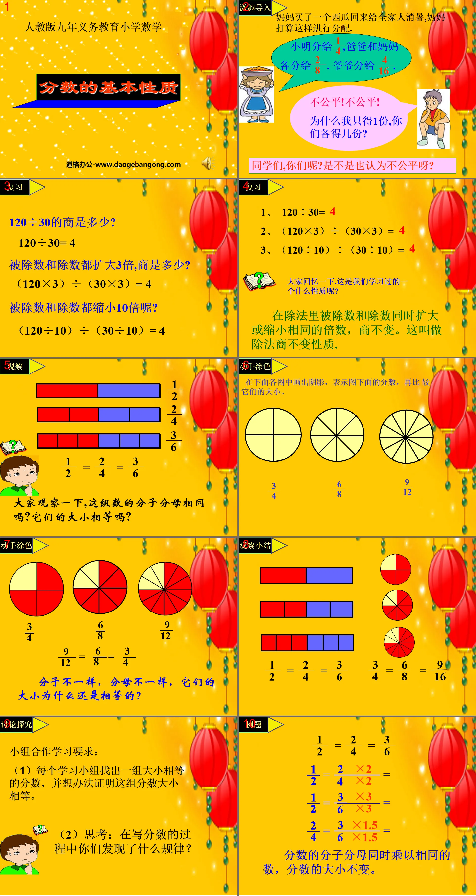 "Basic Properties of Fractions" PPT courseware on the meaning and properties of fractions