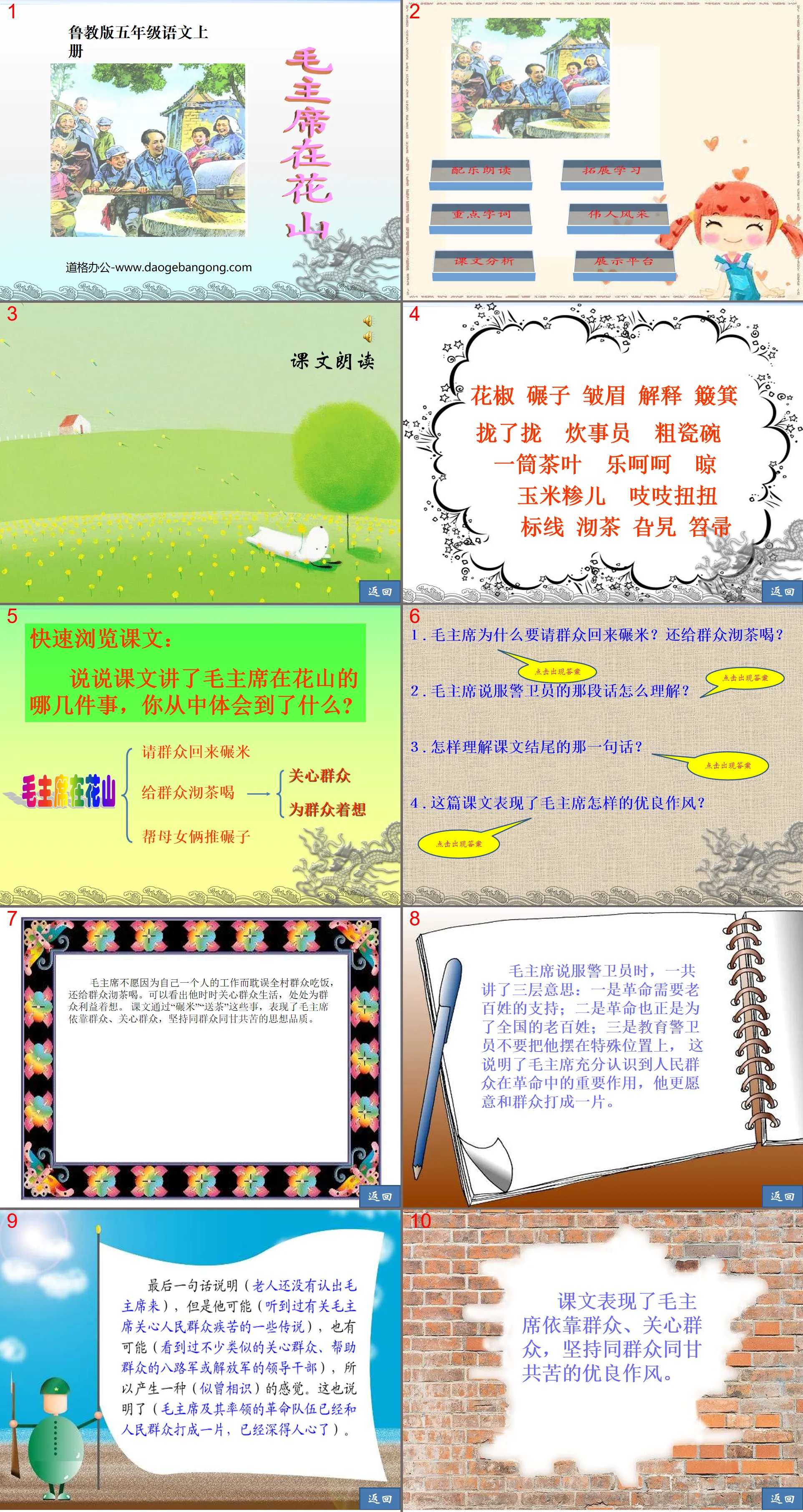 "Chairman Mao in Huashan" PPT courseware 6