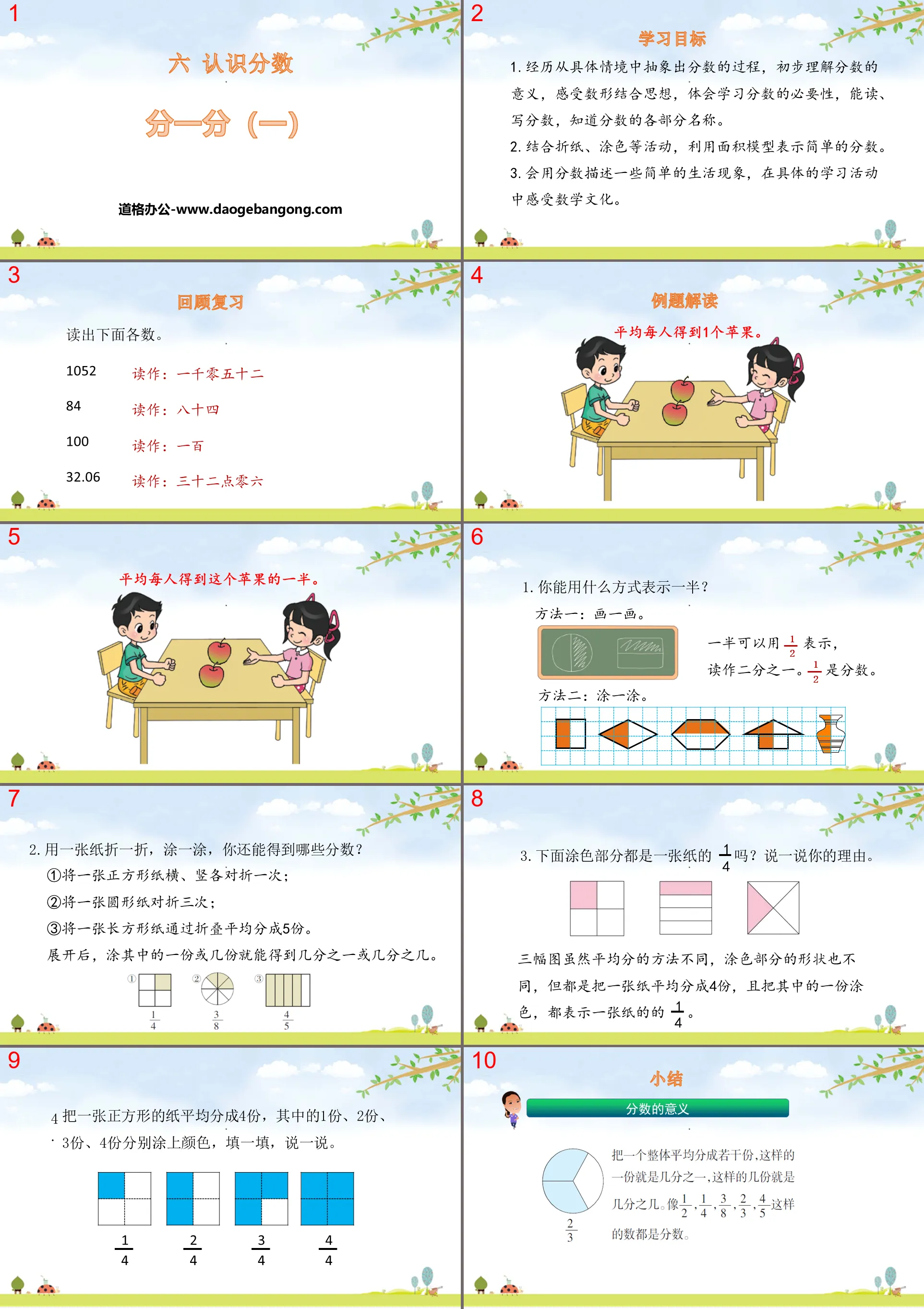 Présentation PowerPoint « Un point (1) » Comprendre les fractions