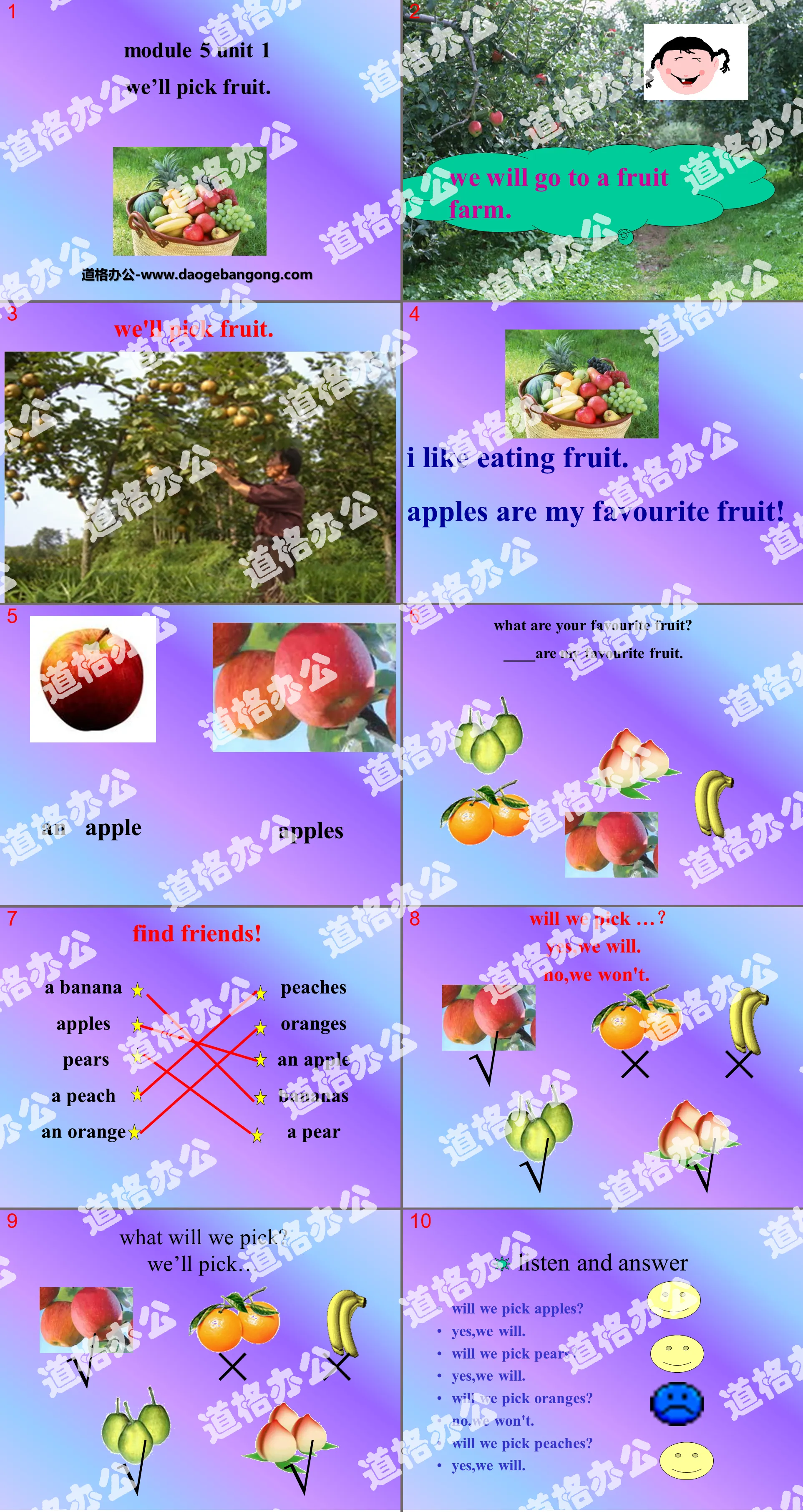 "We'll pick fruit" PPT courseware