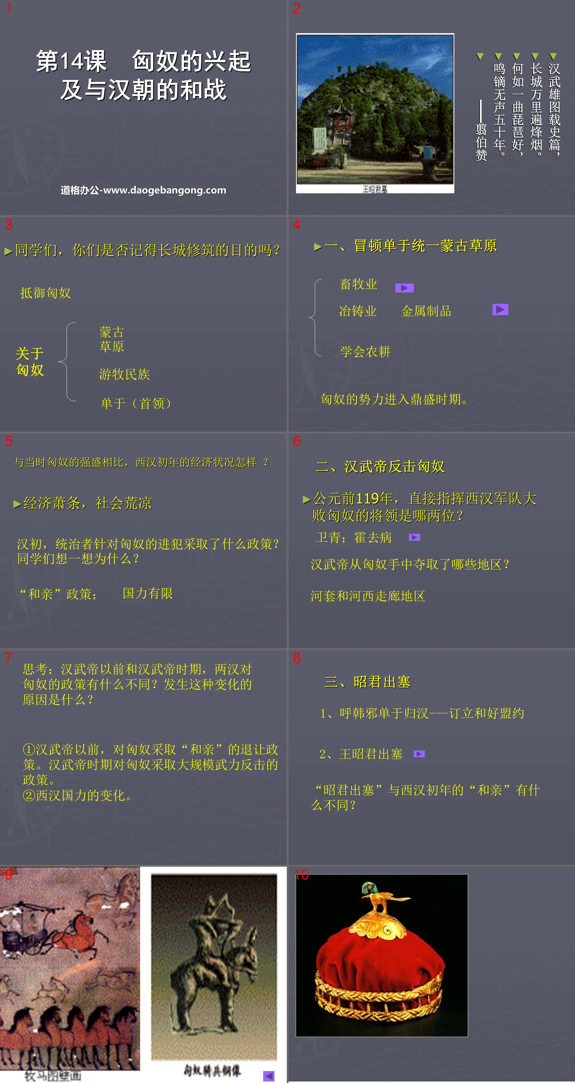 "The Rise of the Xiongnu and the War with the Han Dynasty" PPT courseware on the establishment of a unified country