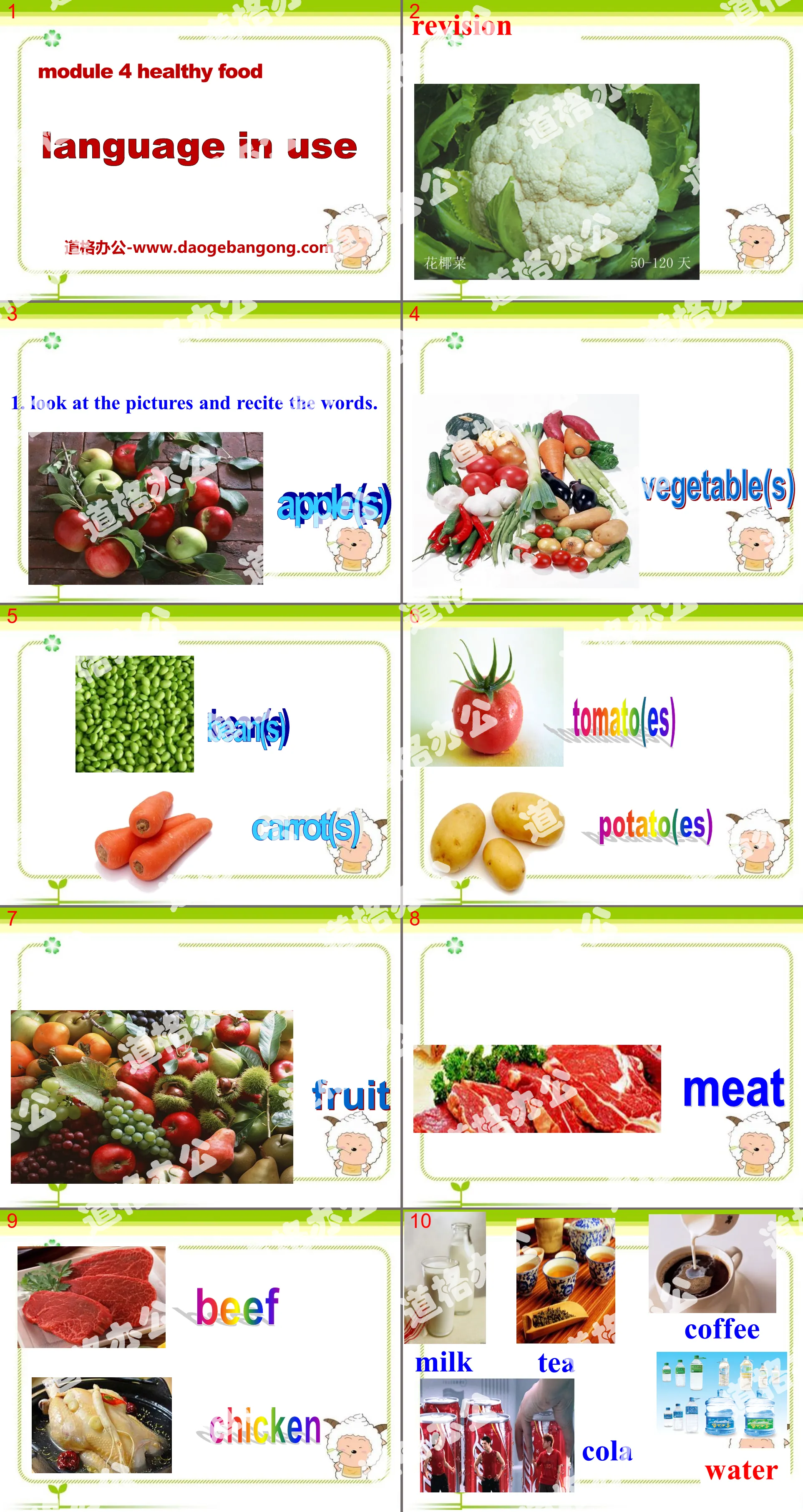 "Language in use" Healthy food PPT courseware 3