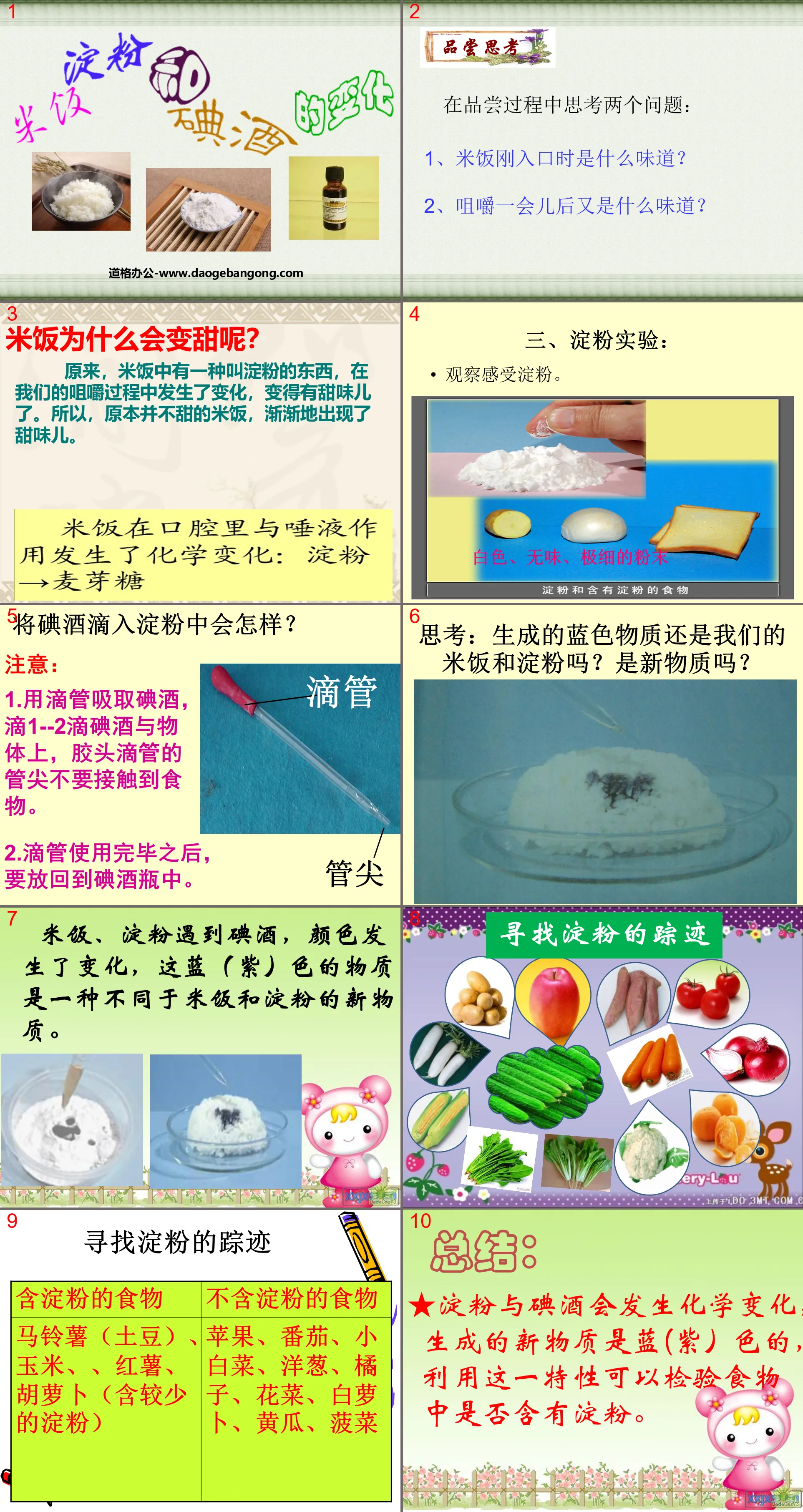 《米飯、澱粉與碘酒的變化》物質的變化PPT課程2