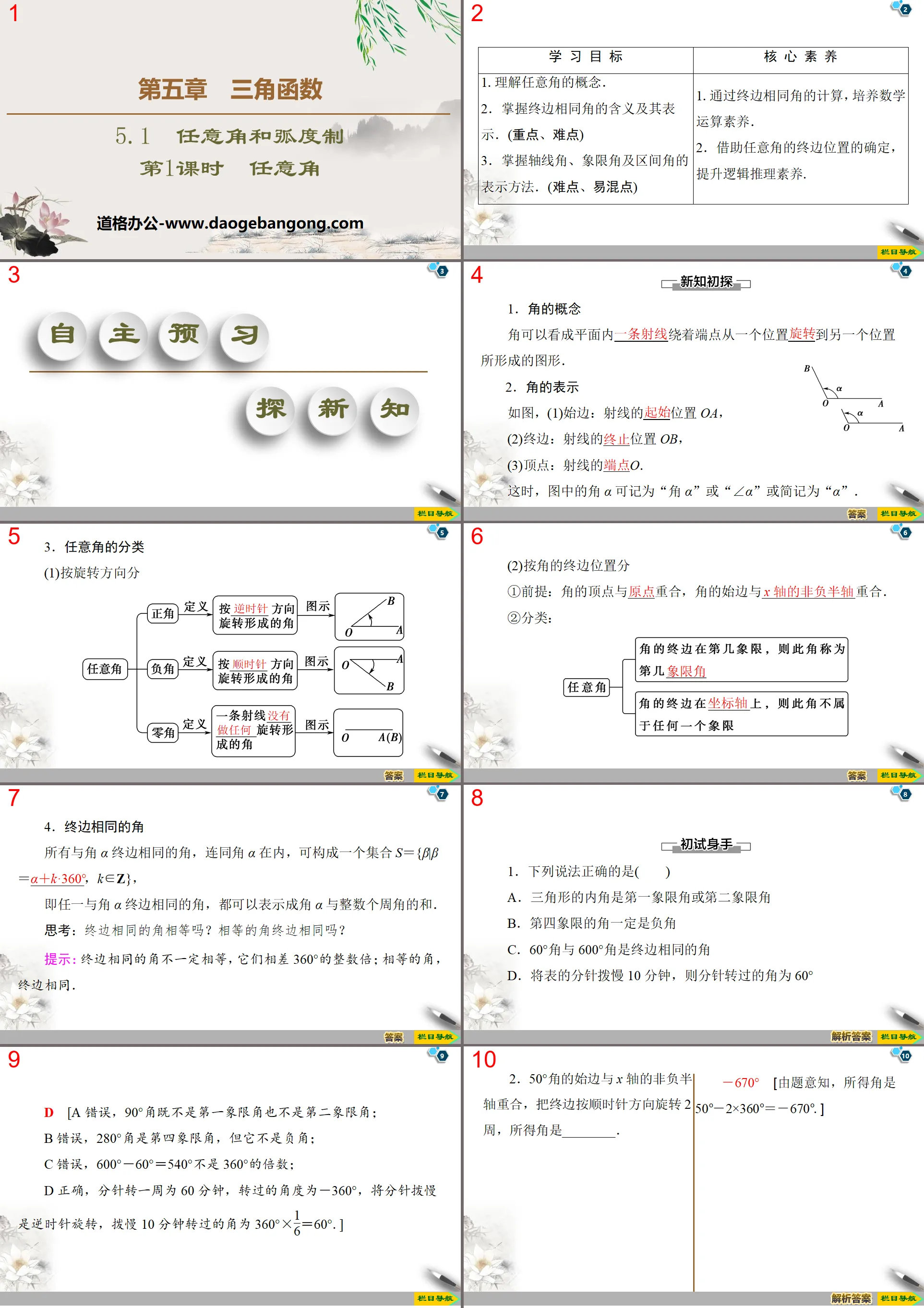 《任意角和弧度制》三角函数PPT课件(第1课时任意角)
