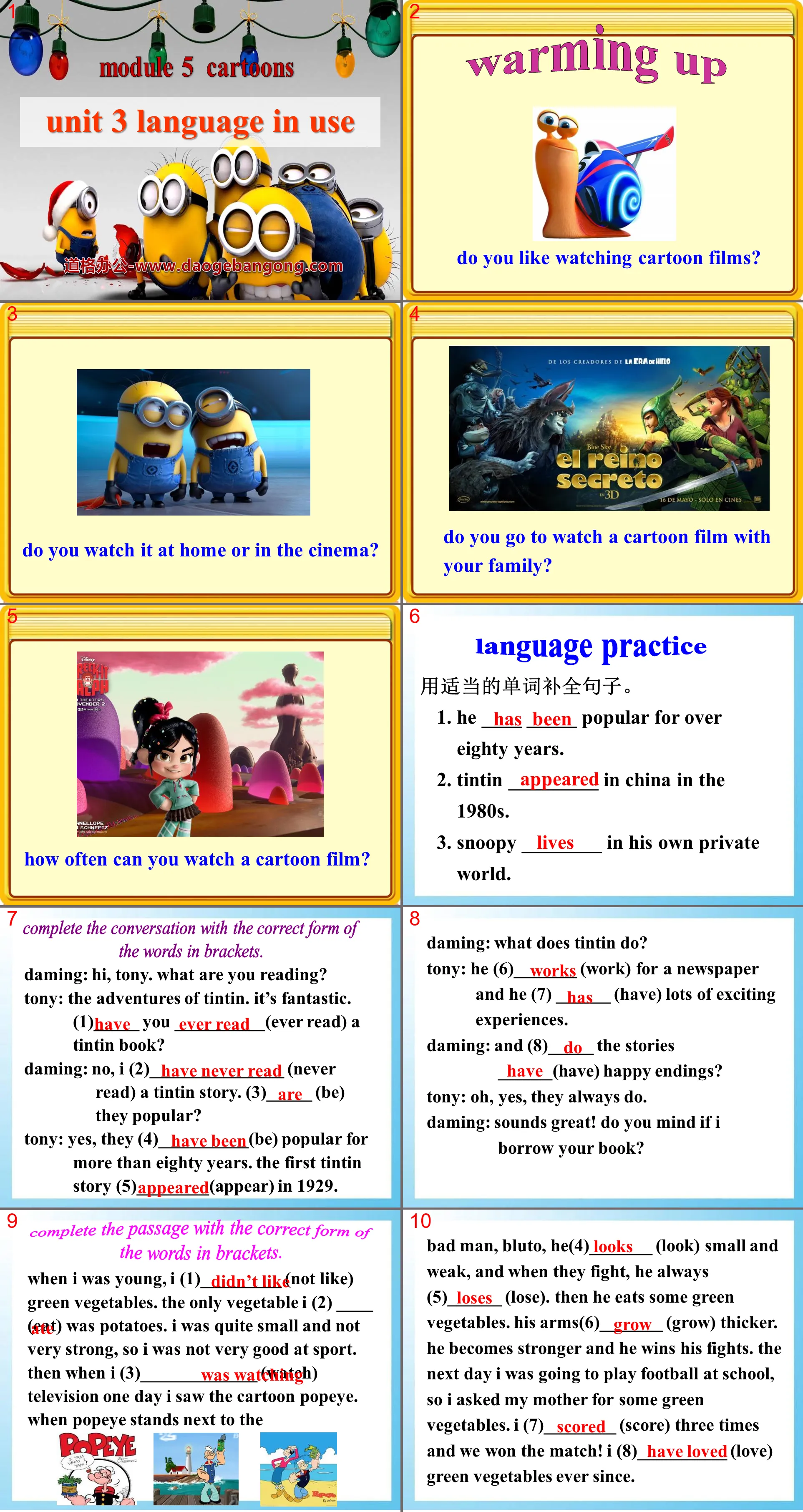 《Language in use》Cartoon stories PPT课件