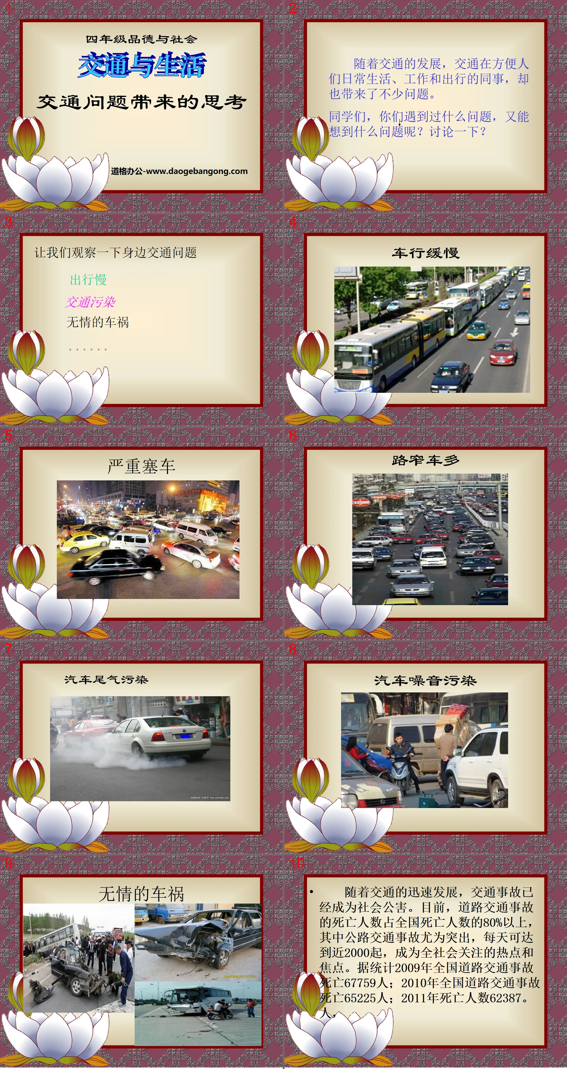 "Thoughts brought about by traffic problems" Traffic and Life PPT Courseware 4