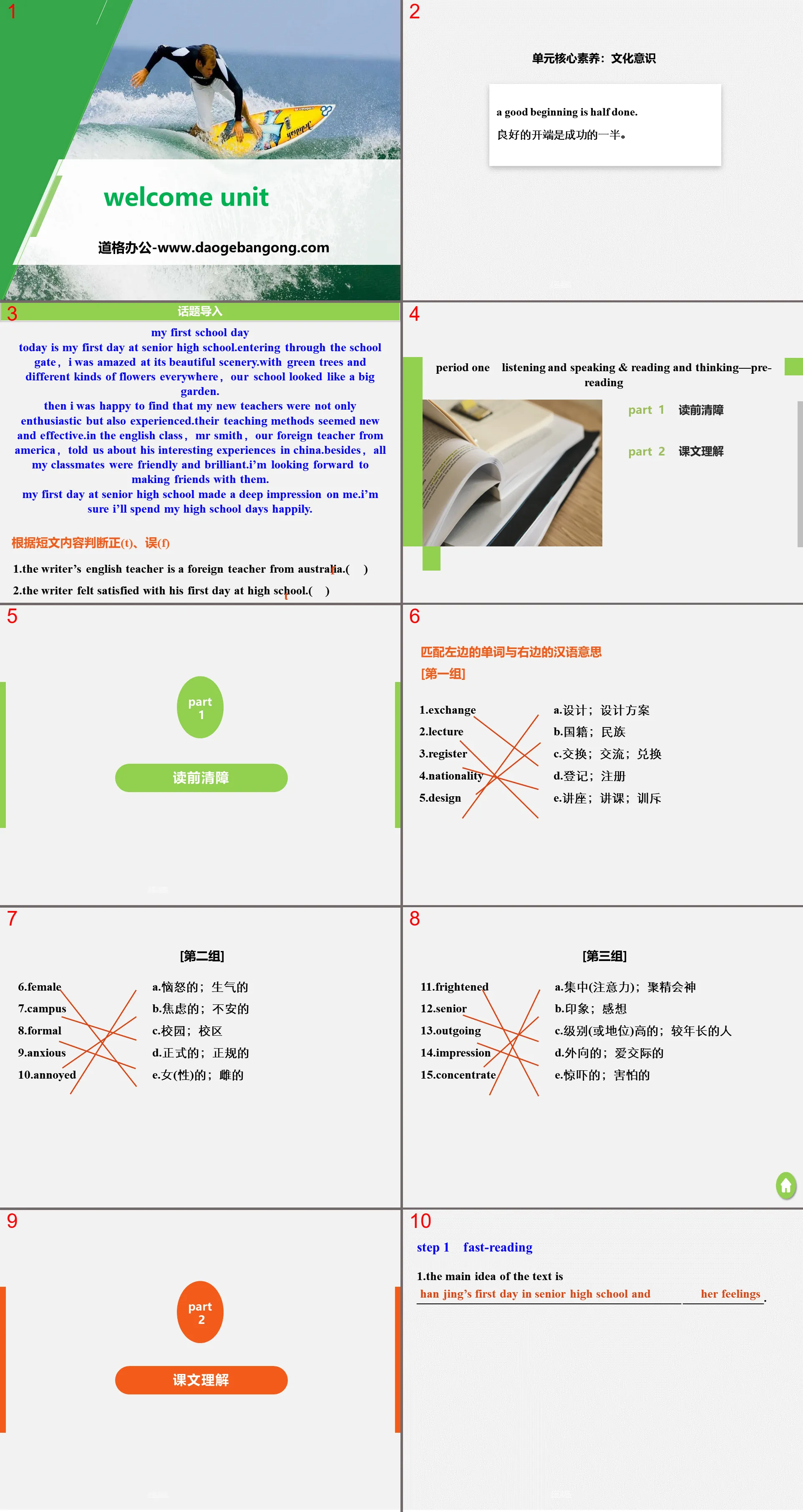 "Welcome Unit" PPT (first lesson)