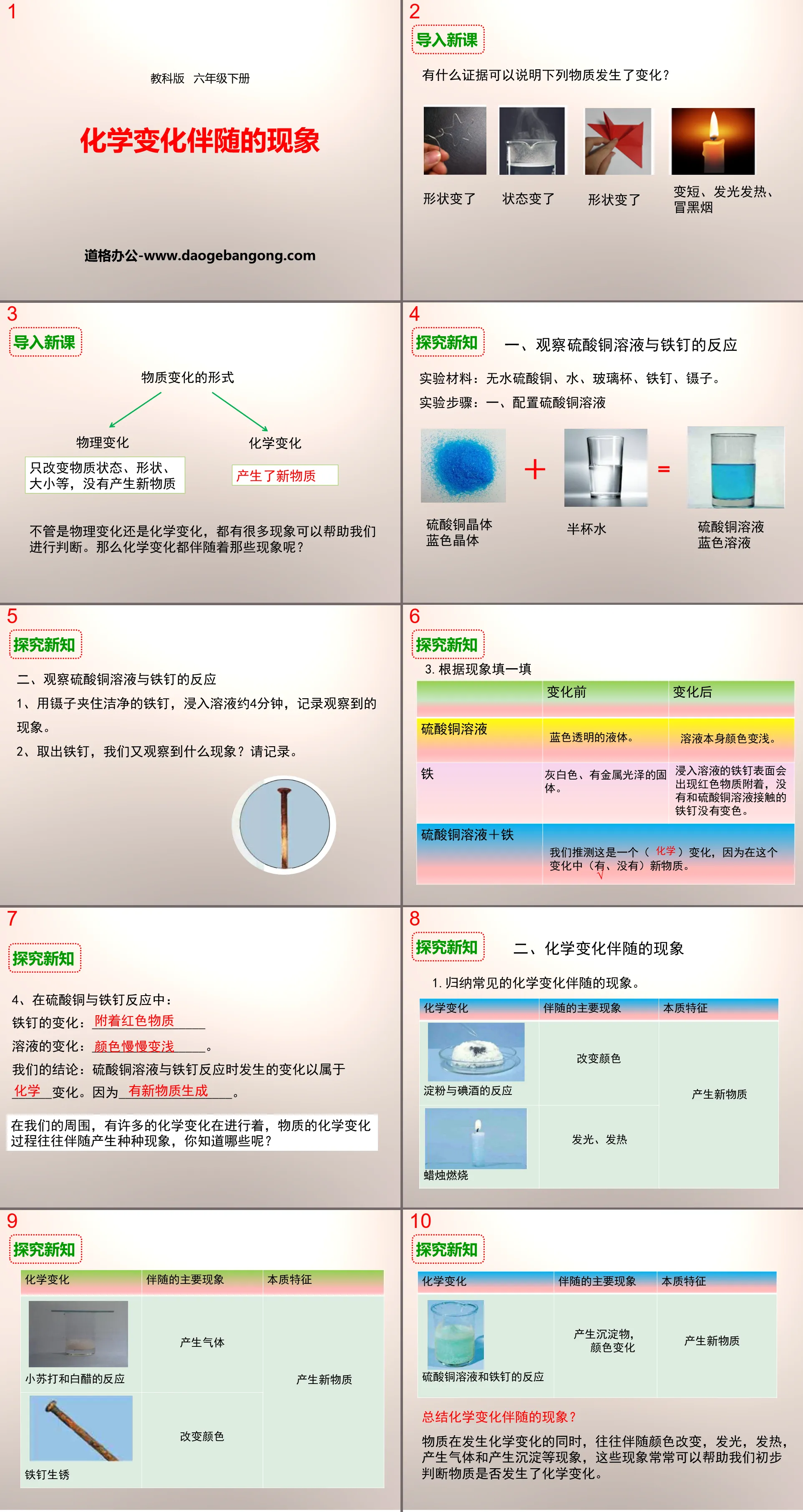 《化学变化伴随的现象》物质的变化PPT下载
