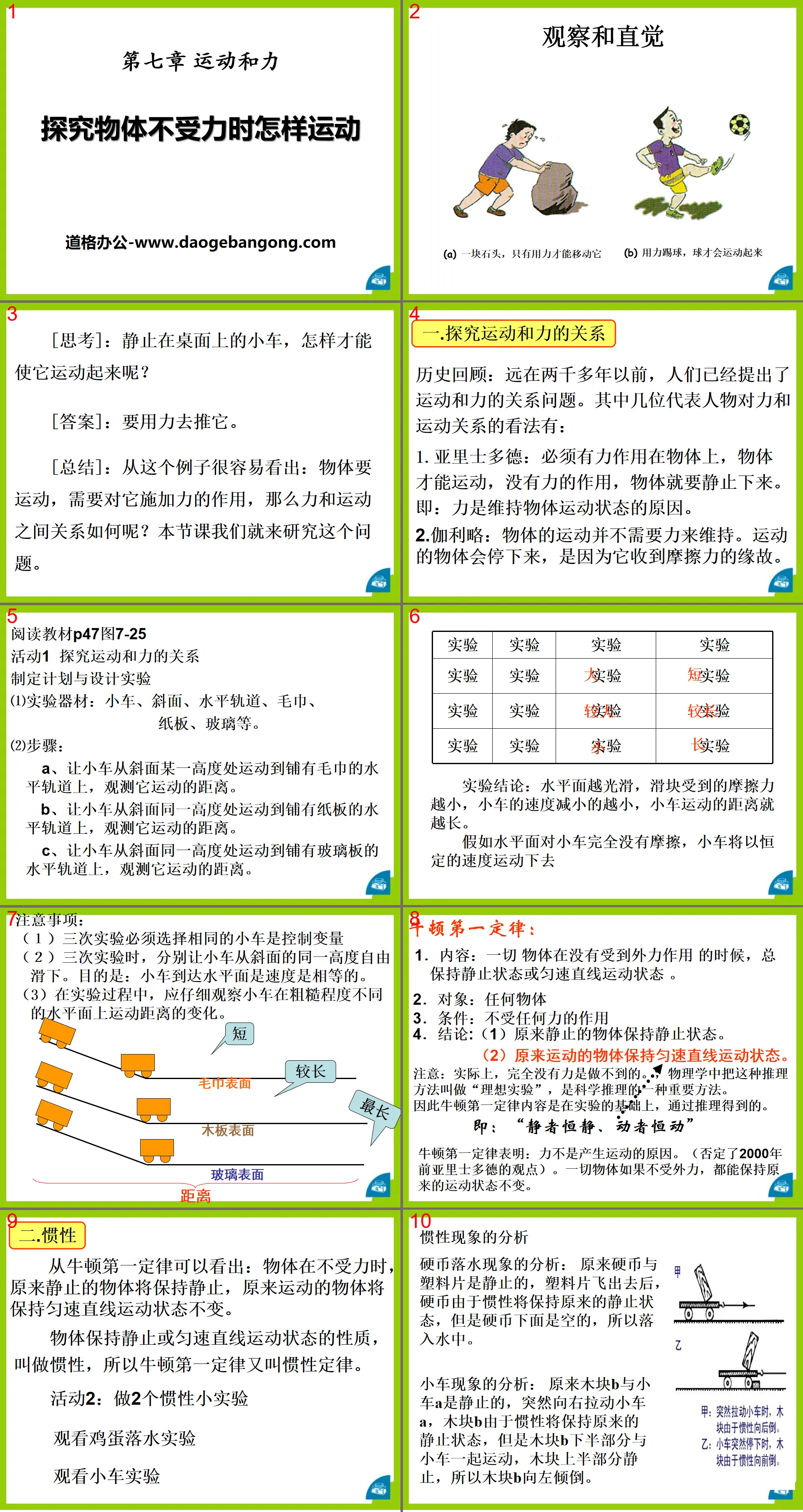 《探究物體不受力時怎樣運動》運動和力PPT課件