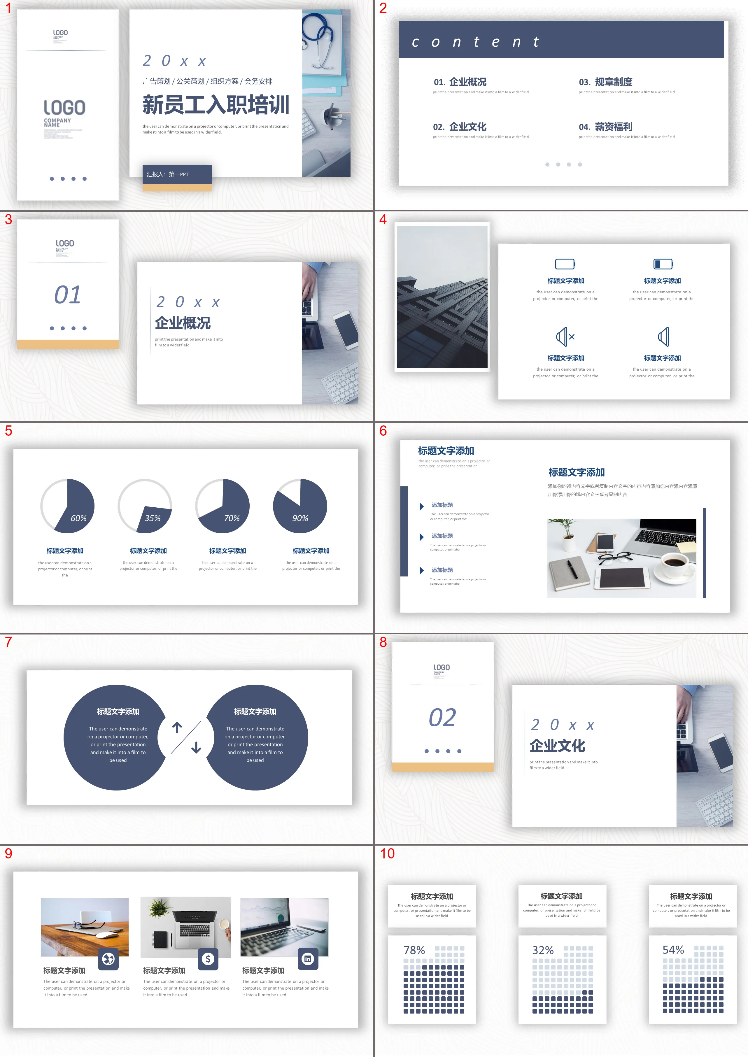 Modèle PPT de formation d'intégration des nouveaux employés bleu simple en trois dimensions à télécharger gratuitement