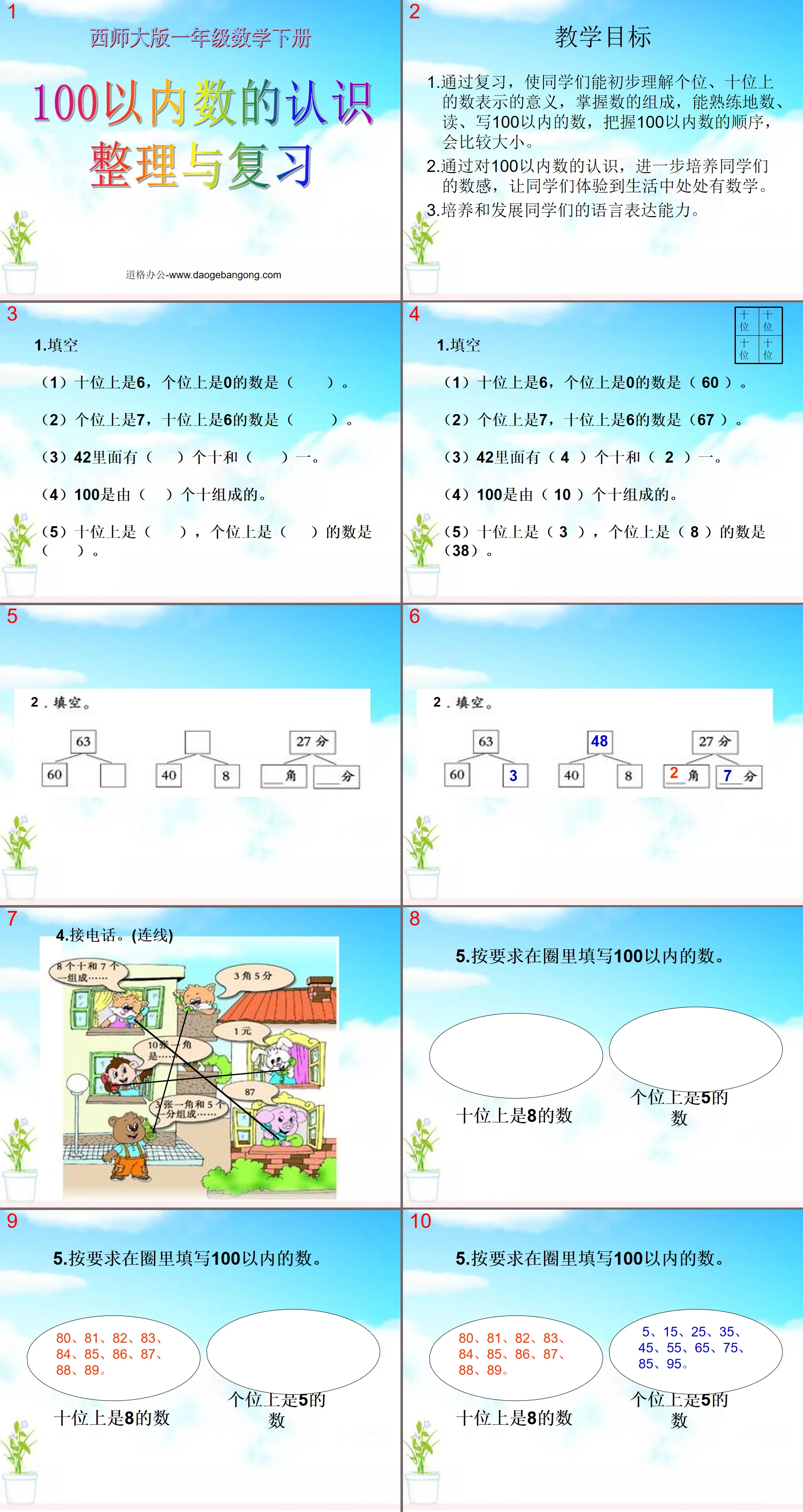 《100以内数的认识整理与复习》100以内数的认识PPT课件
