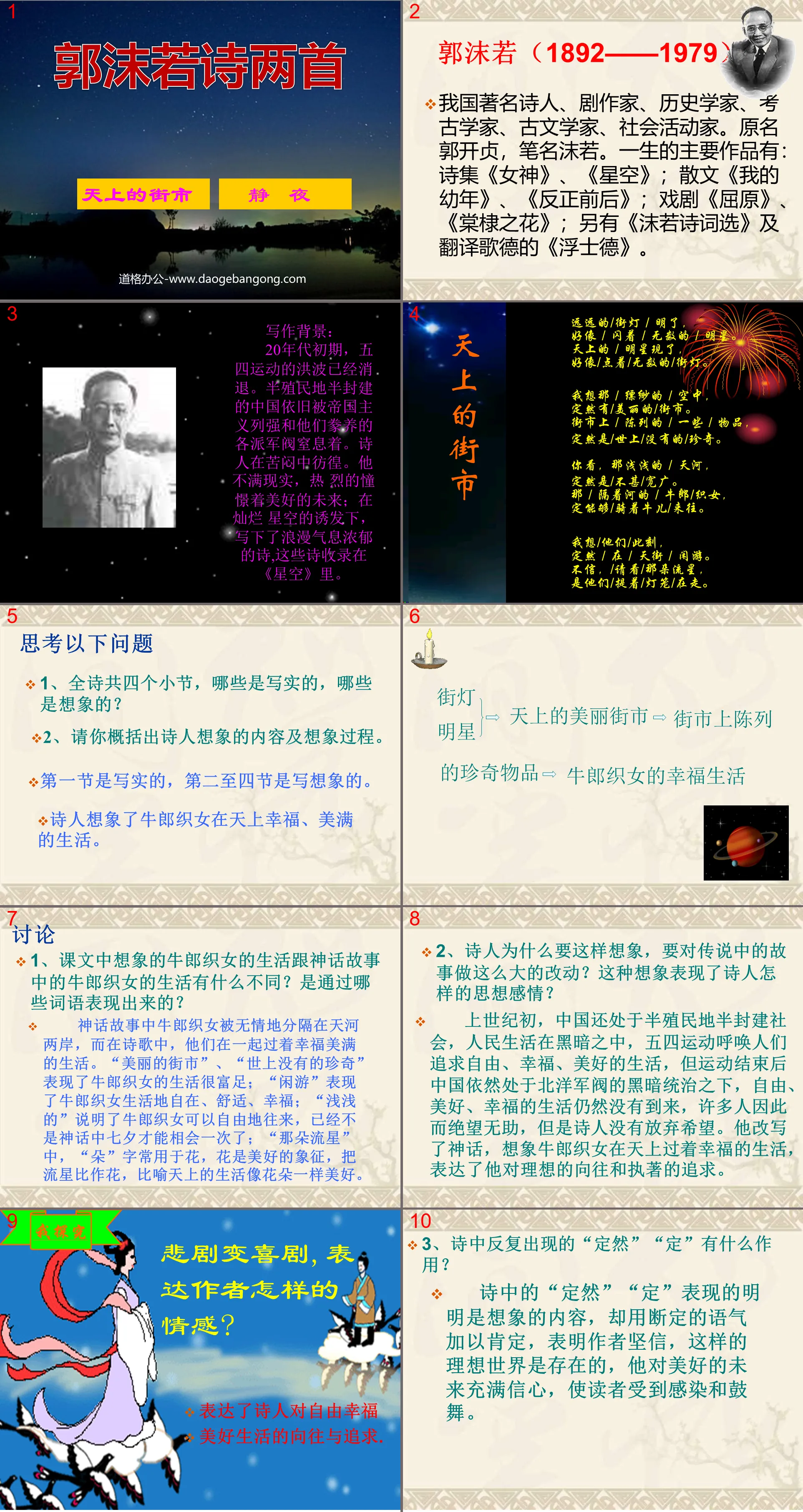 "Two Poems by Guo Moruo" PPT courseware