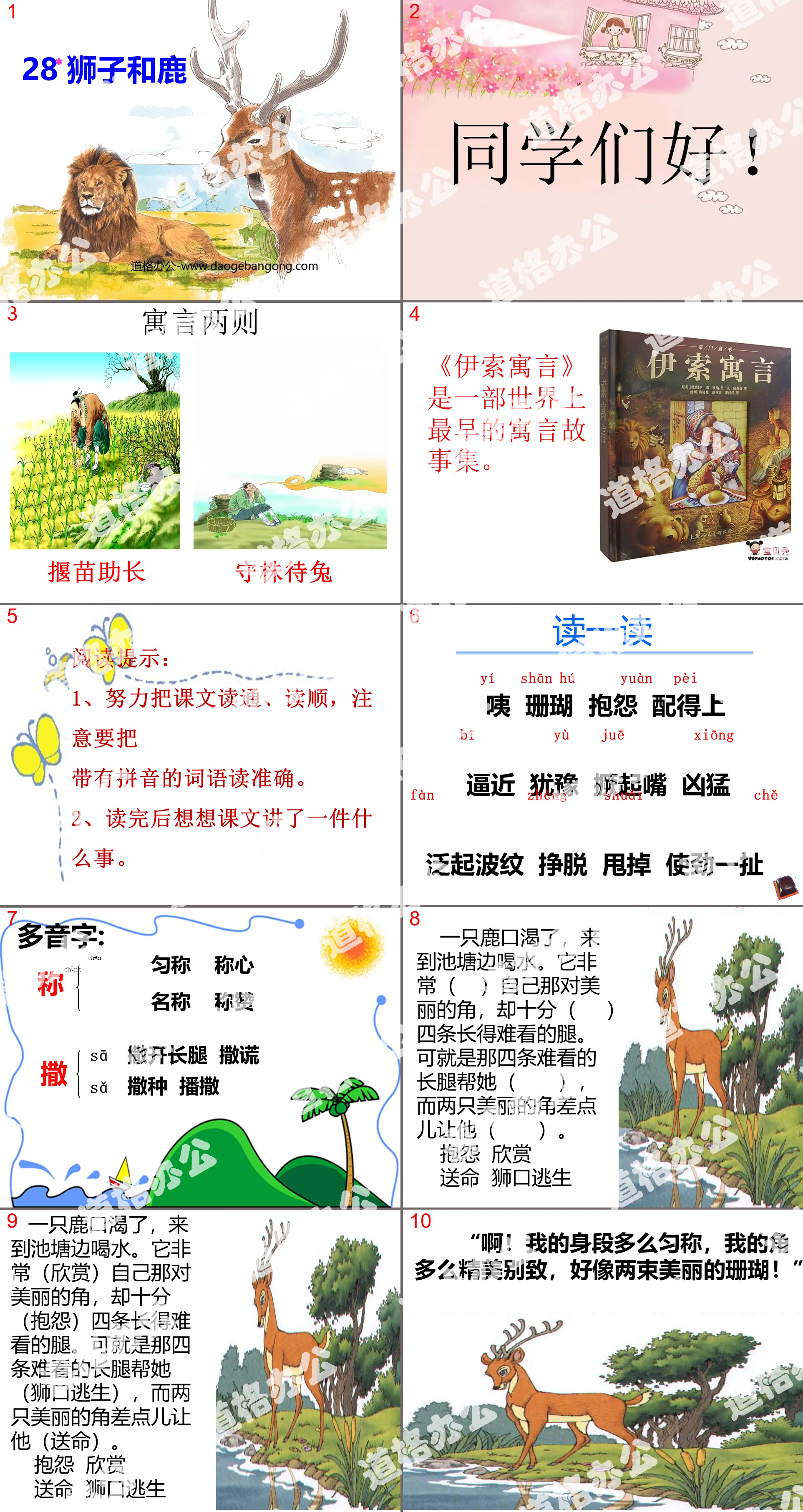 "The Lion and the Deer" PPT teaching courseware download 4