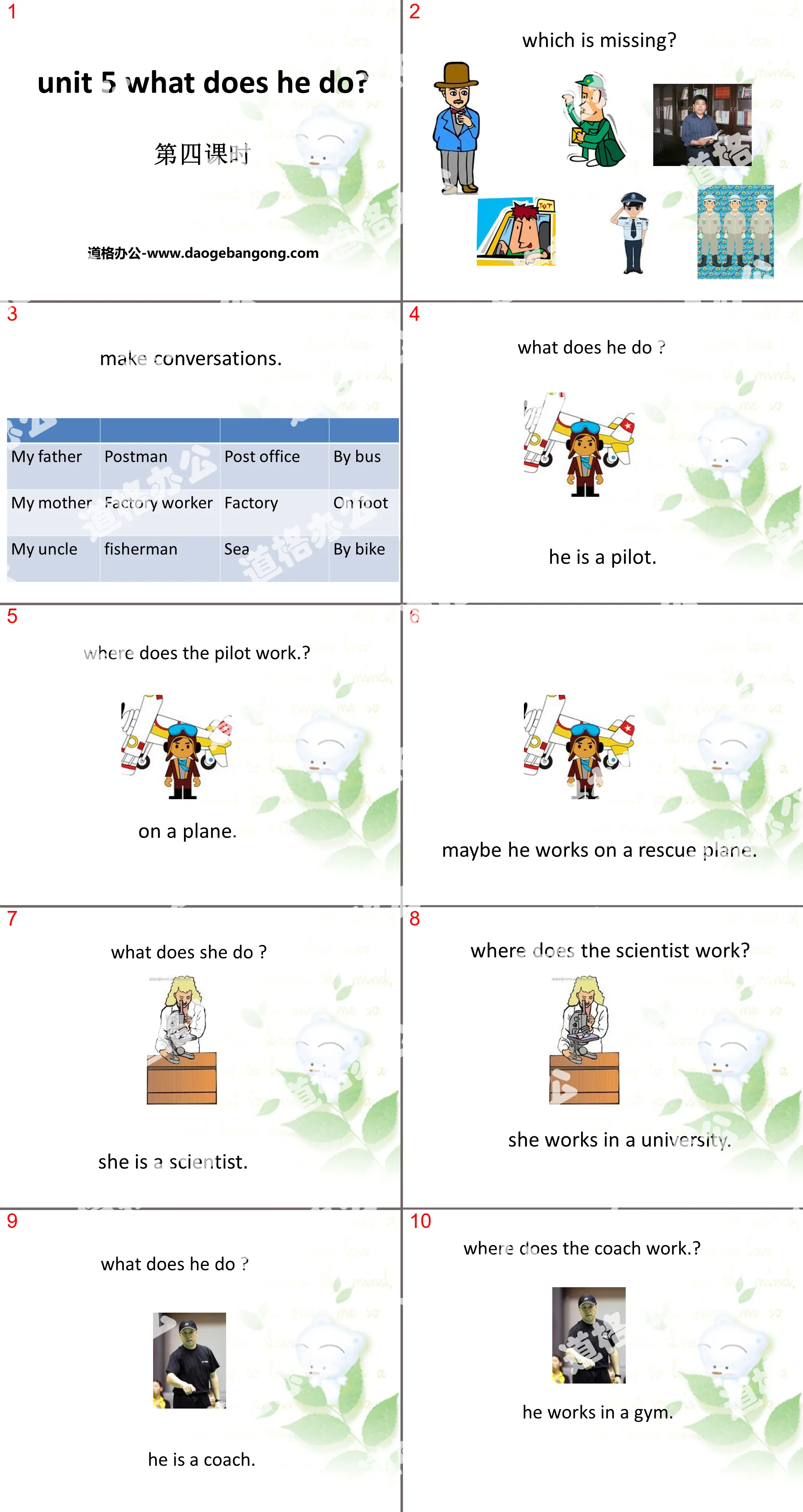 "What does he do?" PPT courseware 12