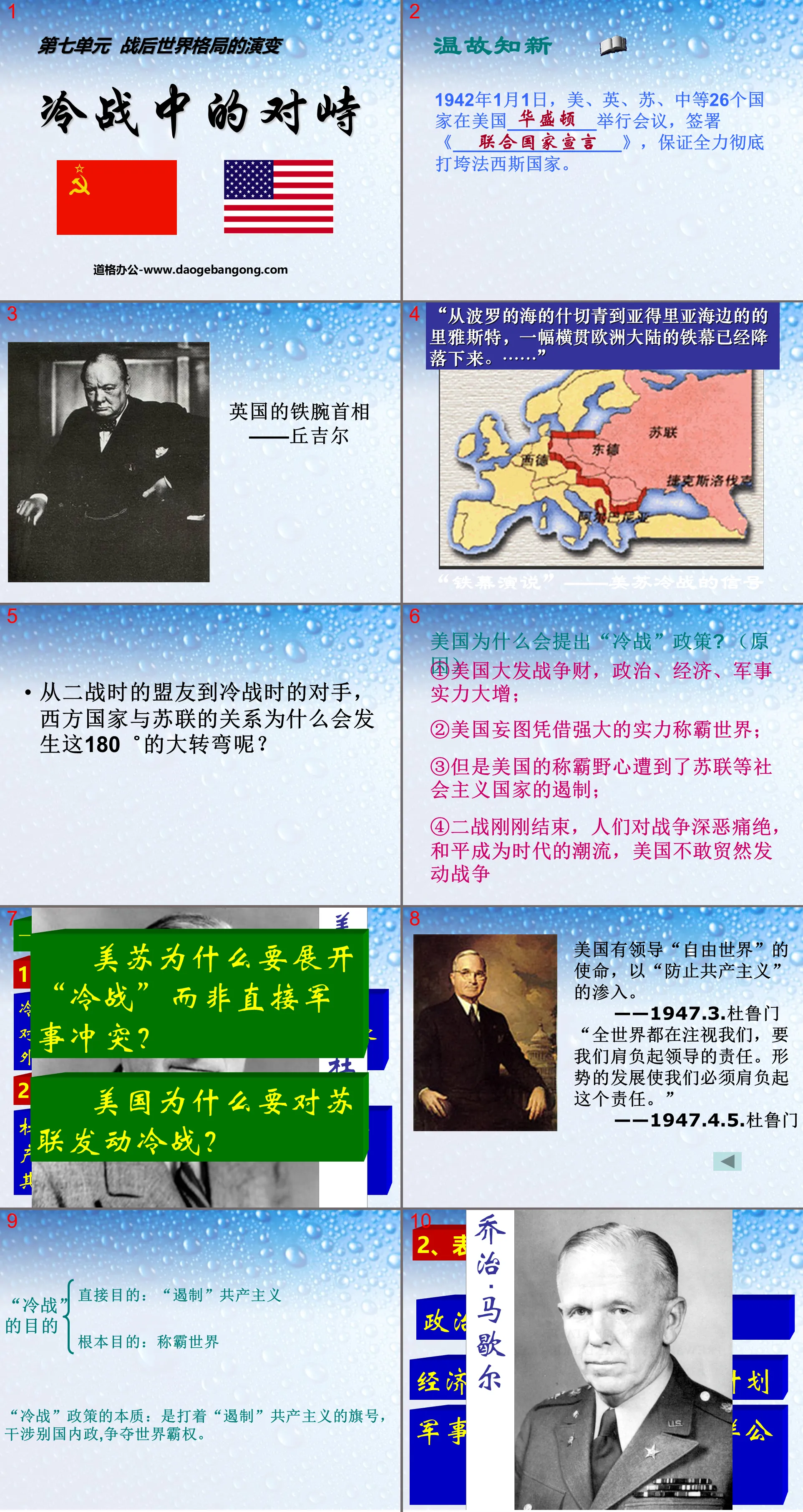 "Confrontation in the Cold War" The evolution of the postwar world pattern PPT courseware 5