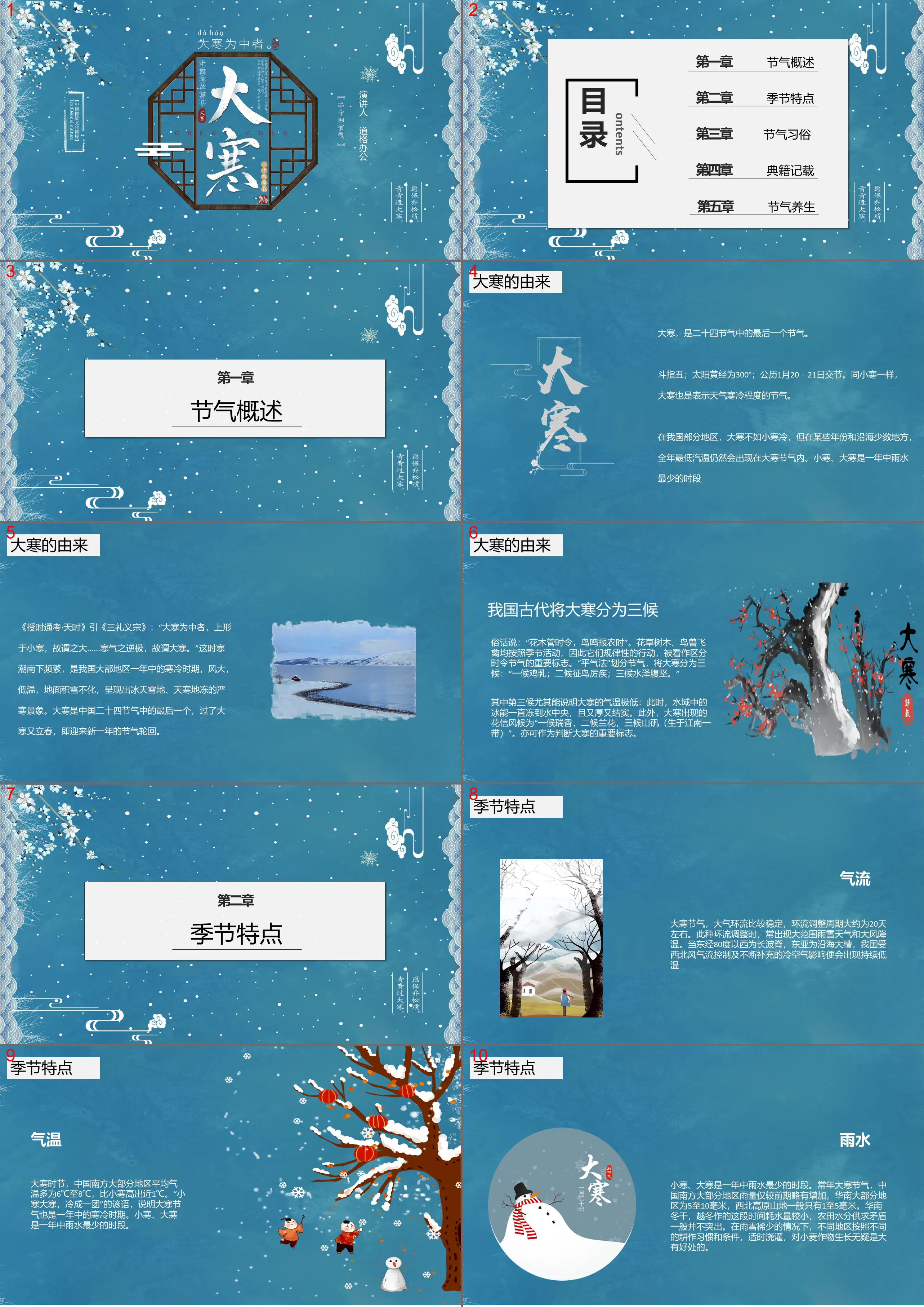 Blue Elegant Great Cold Season Introduction PPT Template