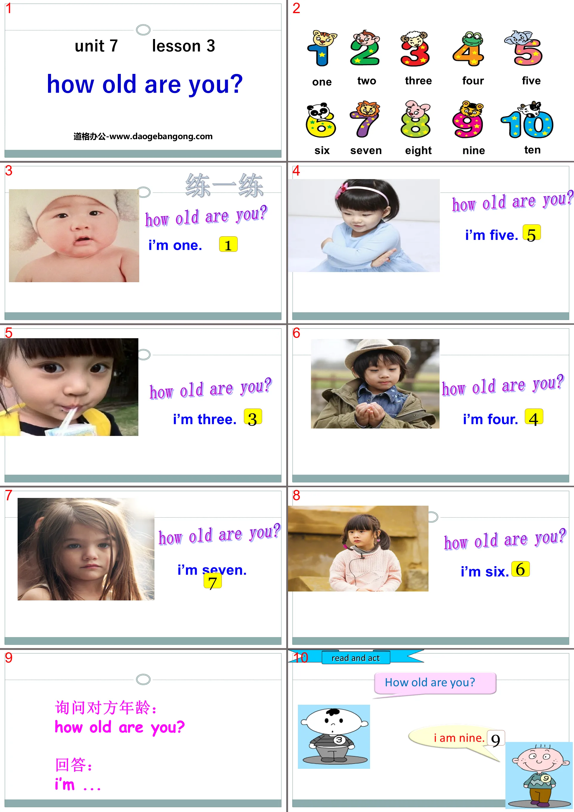 "How old are you?" Numbers PPT courseware