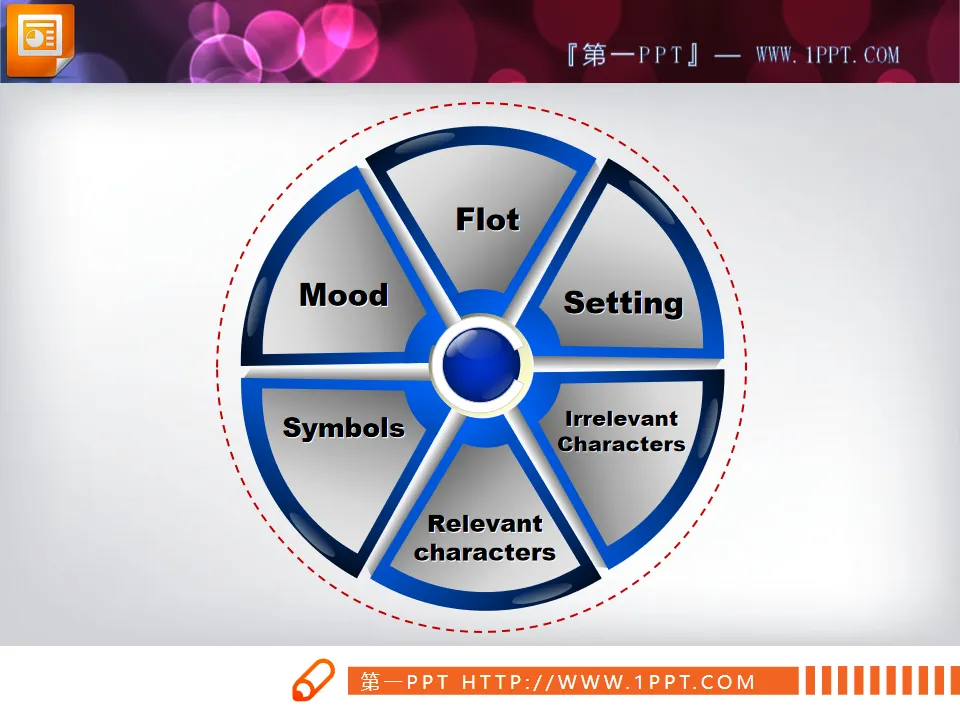 Juxtaposition relationship of orange petal shape PPT chart material download