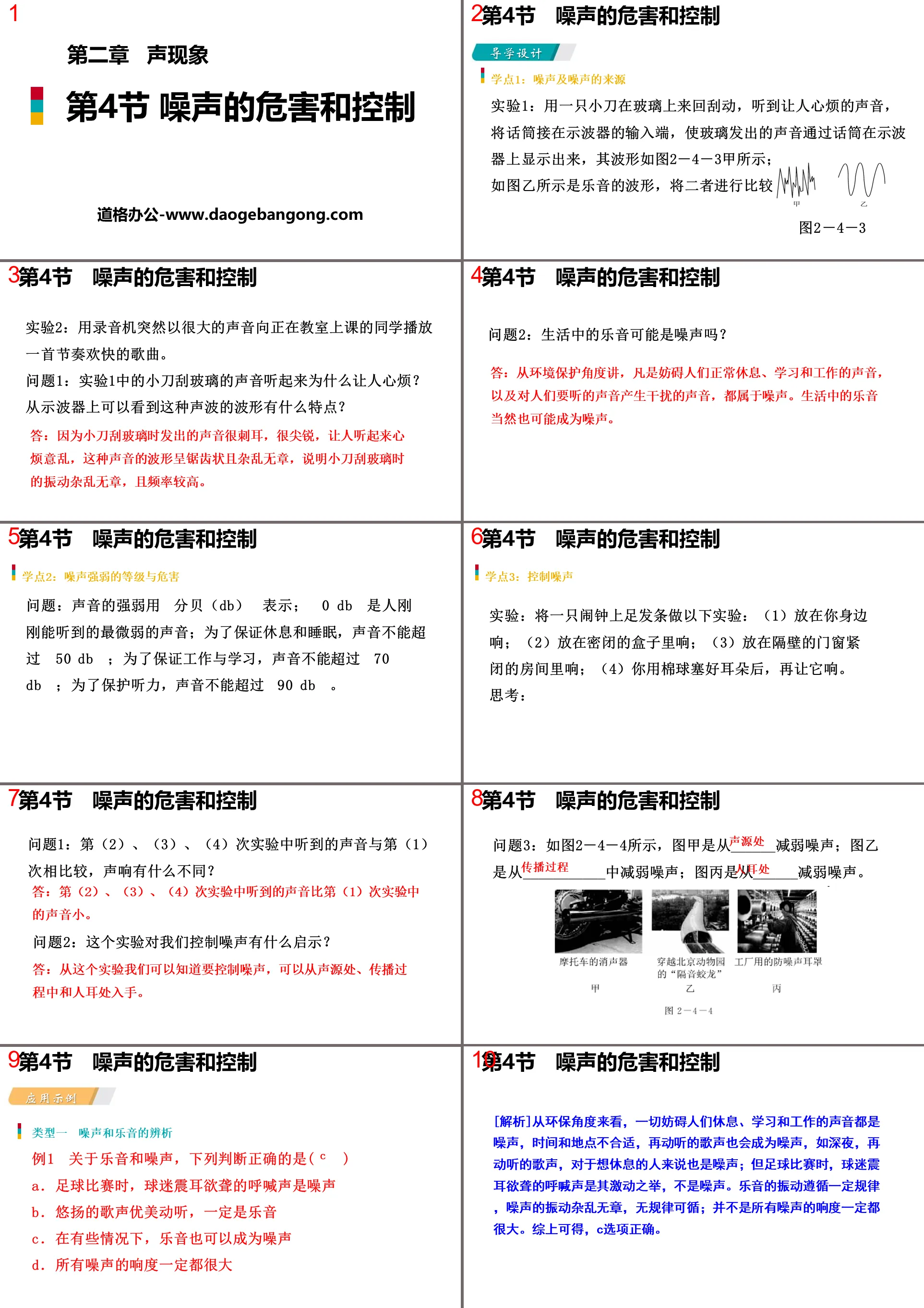 《噪声的危害和控制》声现象PPT课件下载
