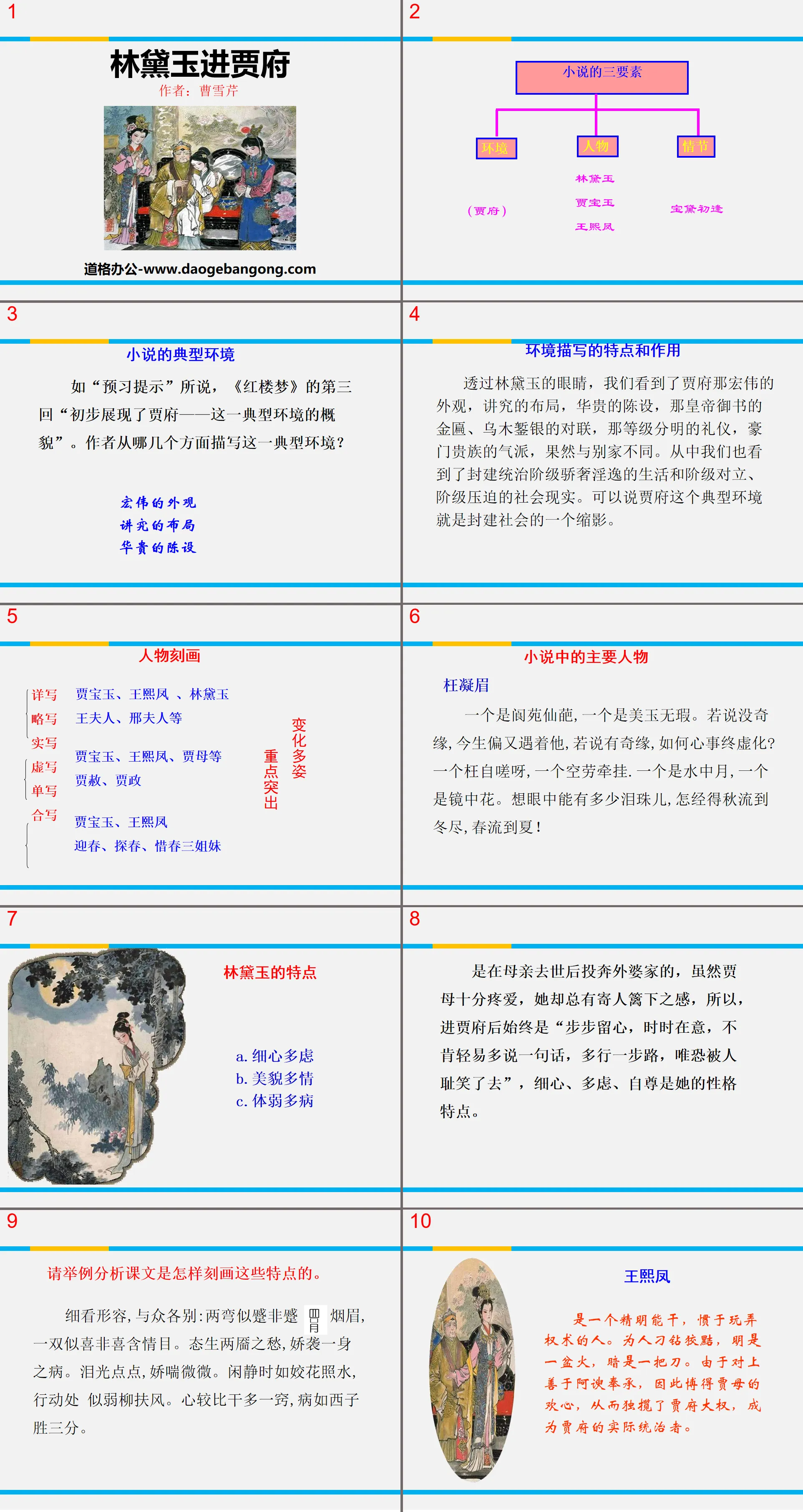 "Lin Daiyu Enters Jia's Mansion" PPT courseware download