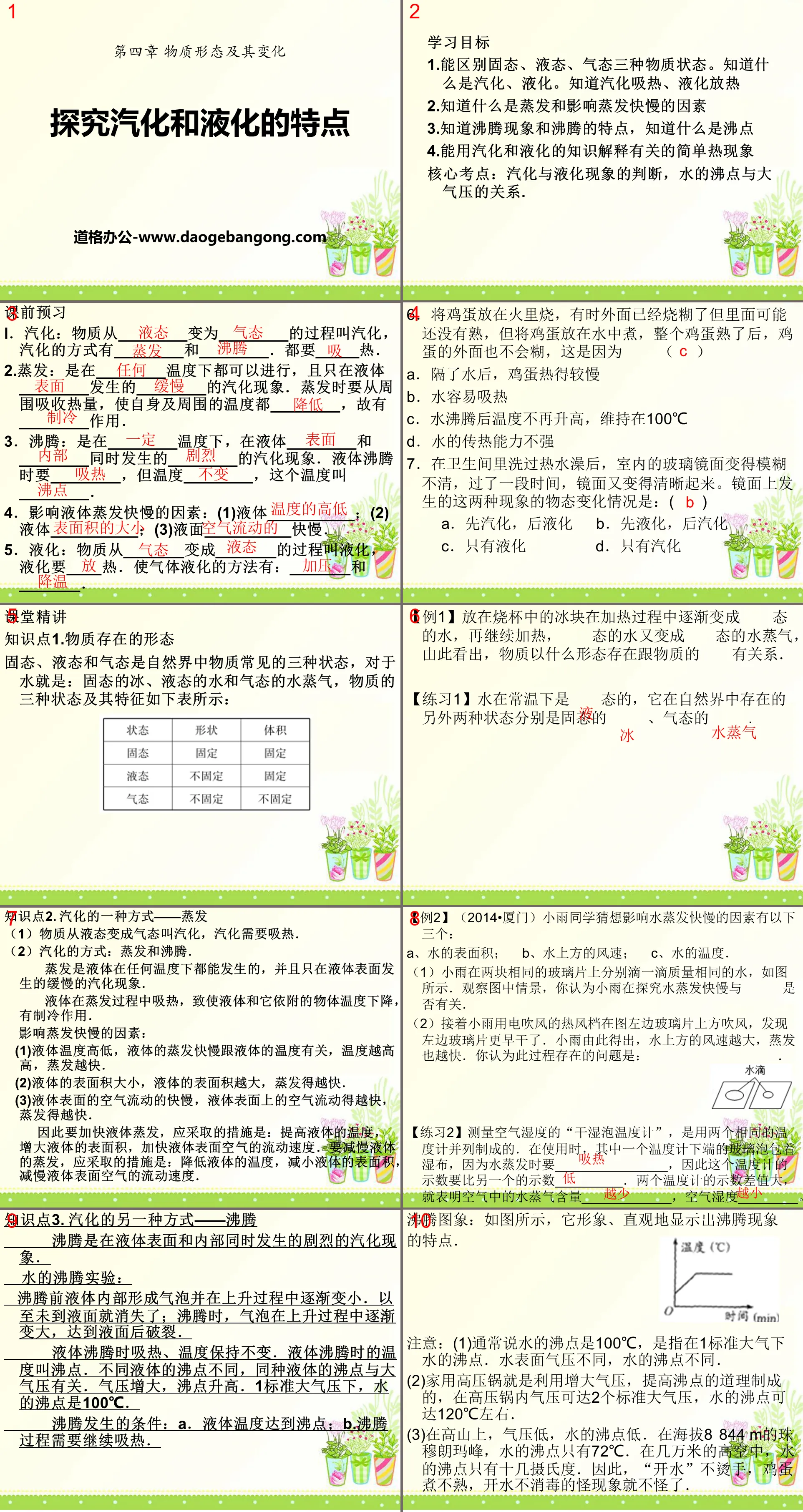 《探究汽化與液化的特徵》物質形態及其變化PPT課件2