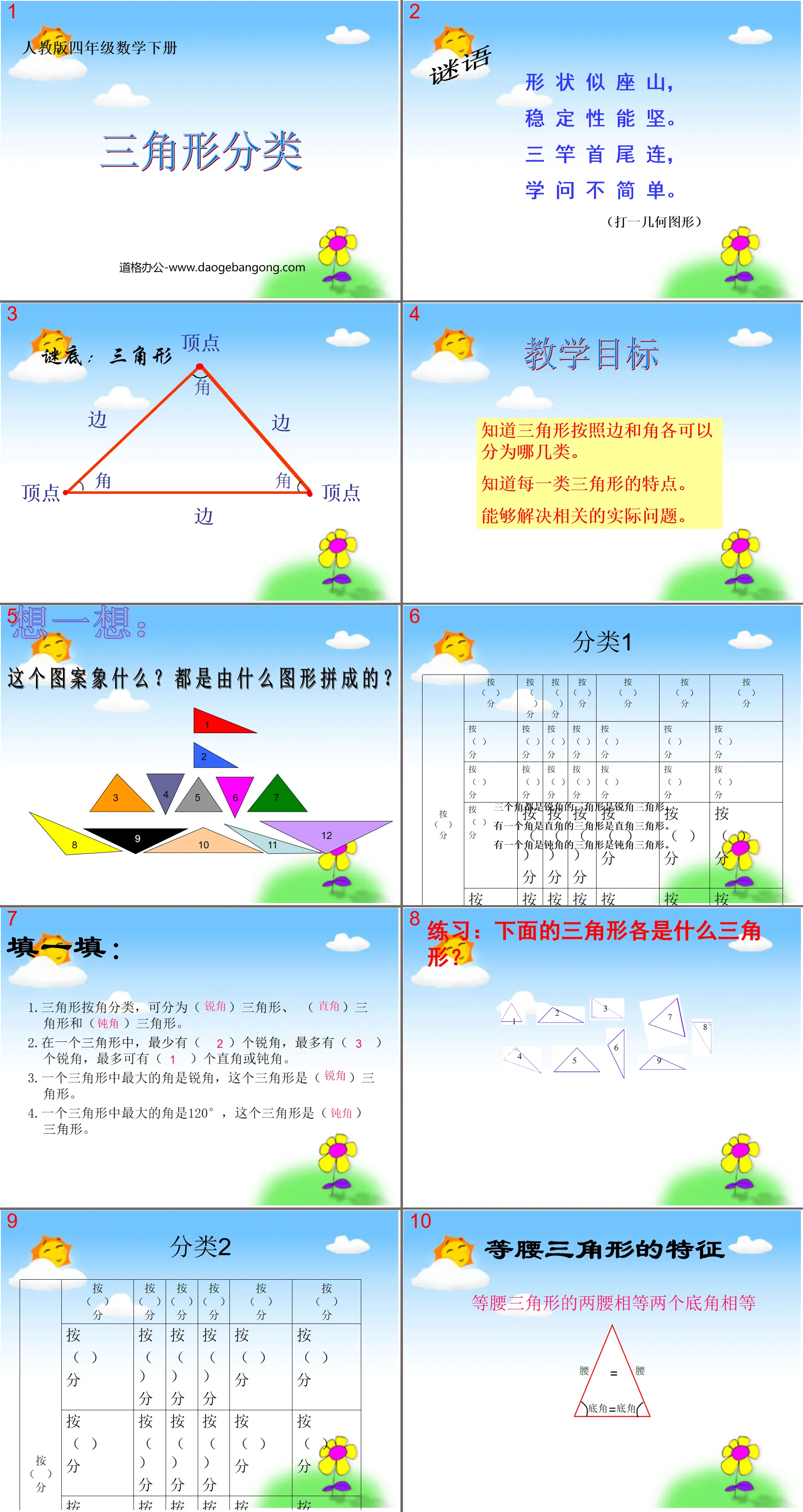 "Classification of Triangles" Understanding Triangles and Quadrilaterals PPT Courseware 3