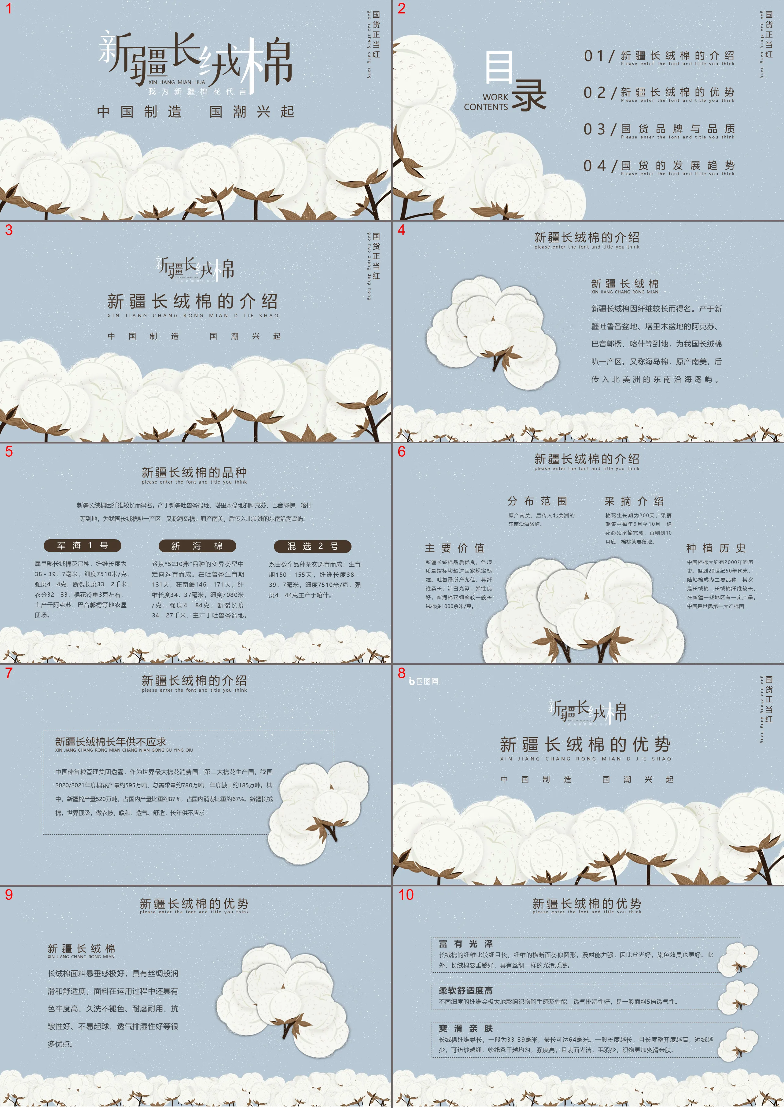 Xinjiang long-staple cotton introduction PPT template