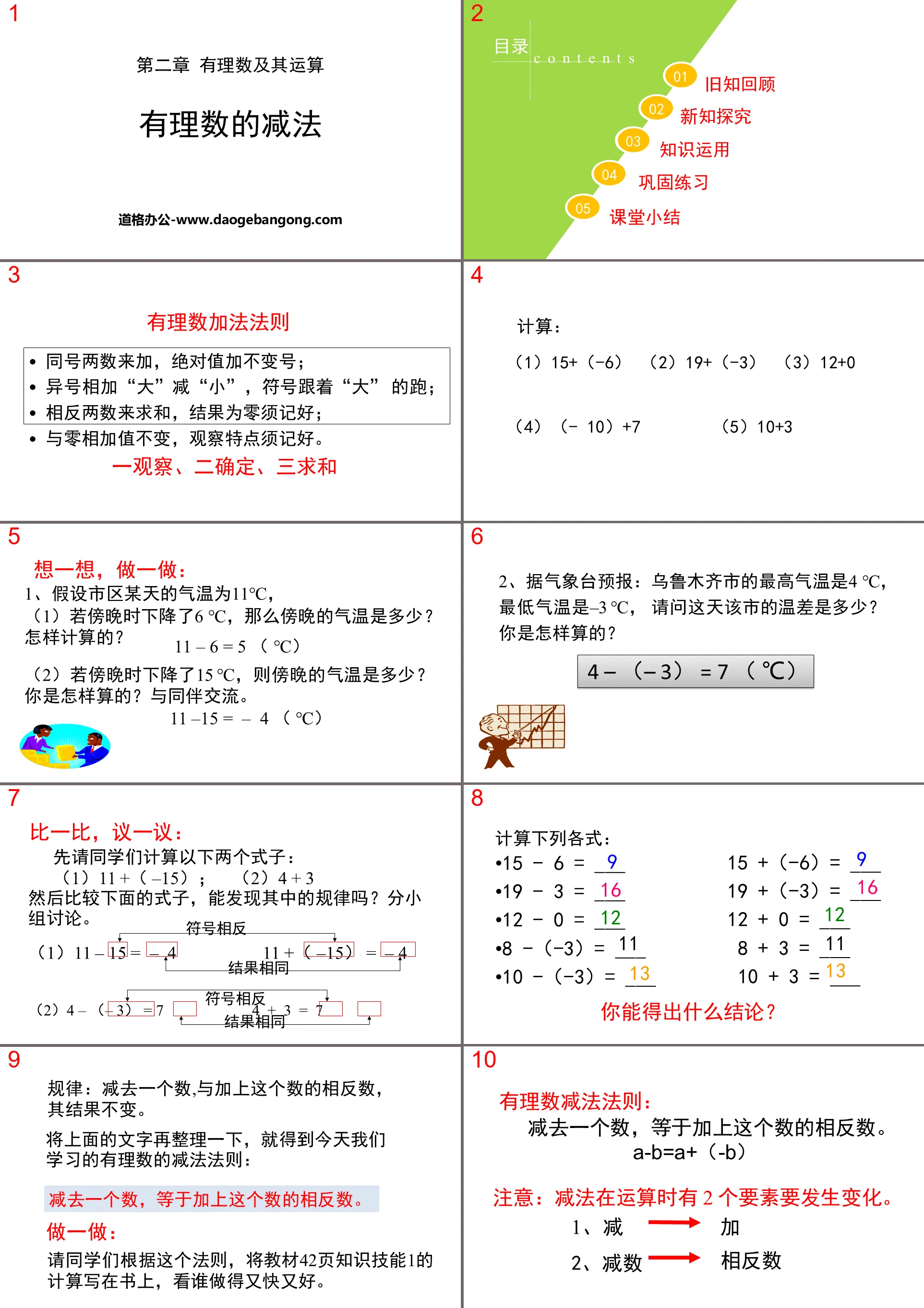 《有理数的减法》有理数及其运算PPT下载