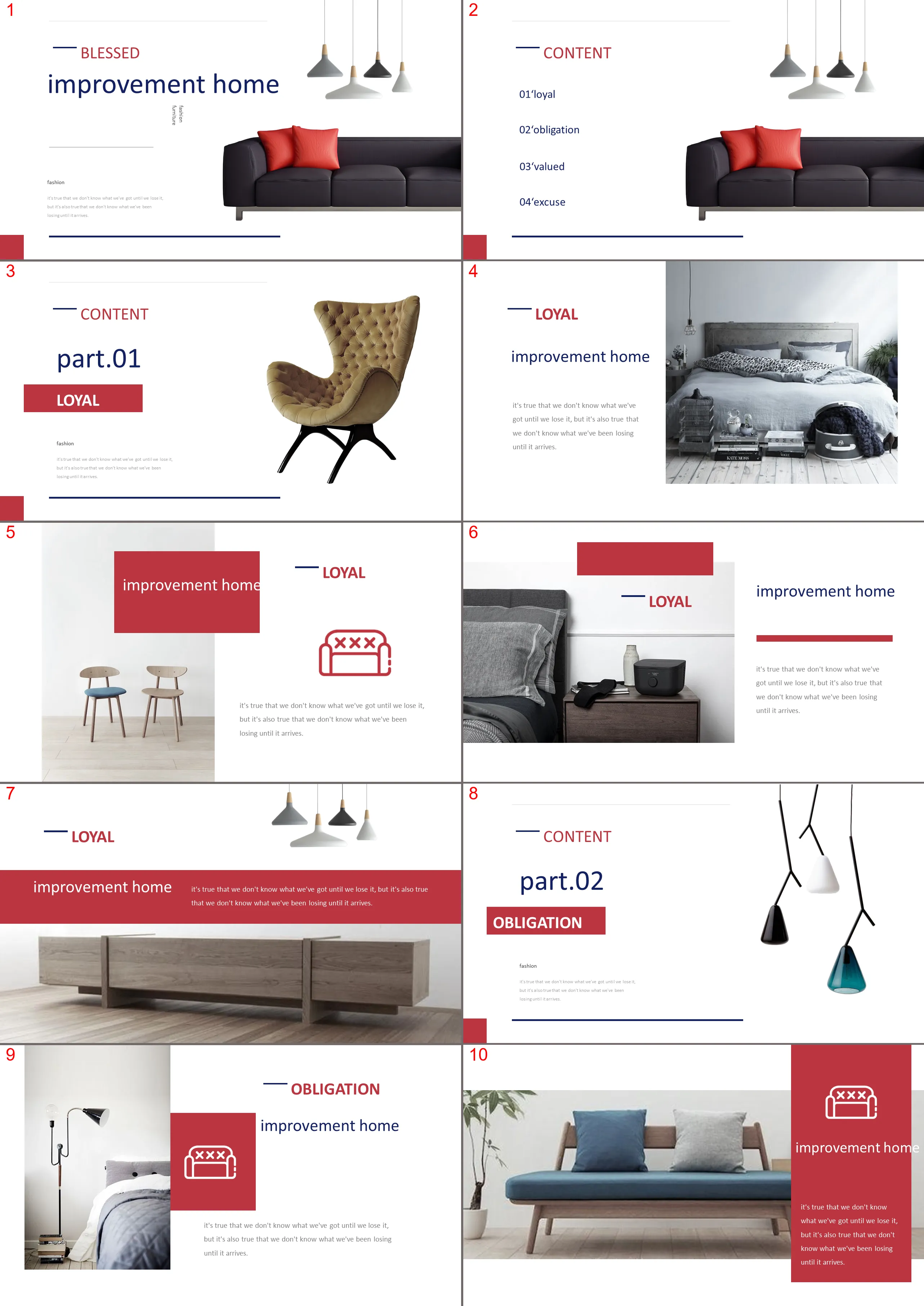 Simple European and American interior home display PPT template