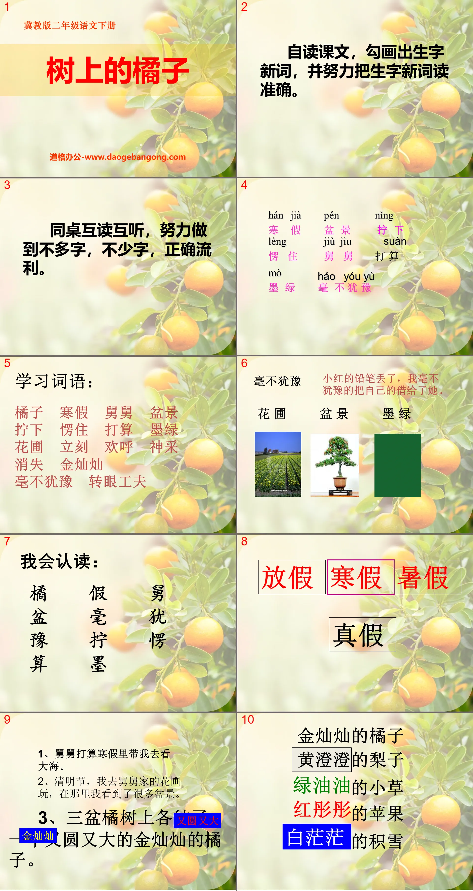 "Oranges on the Tree" PPT Courseware 2