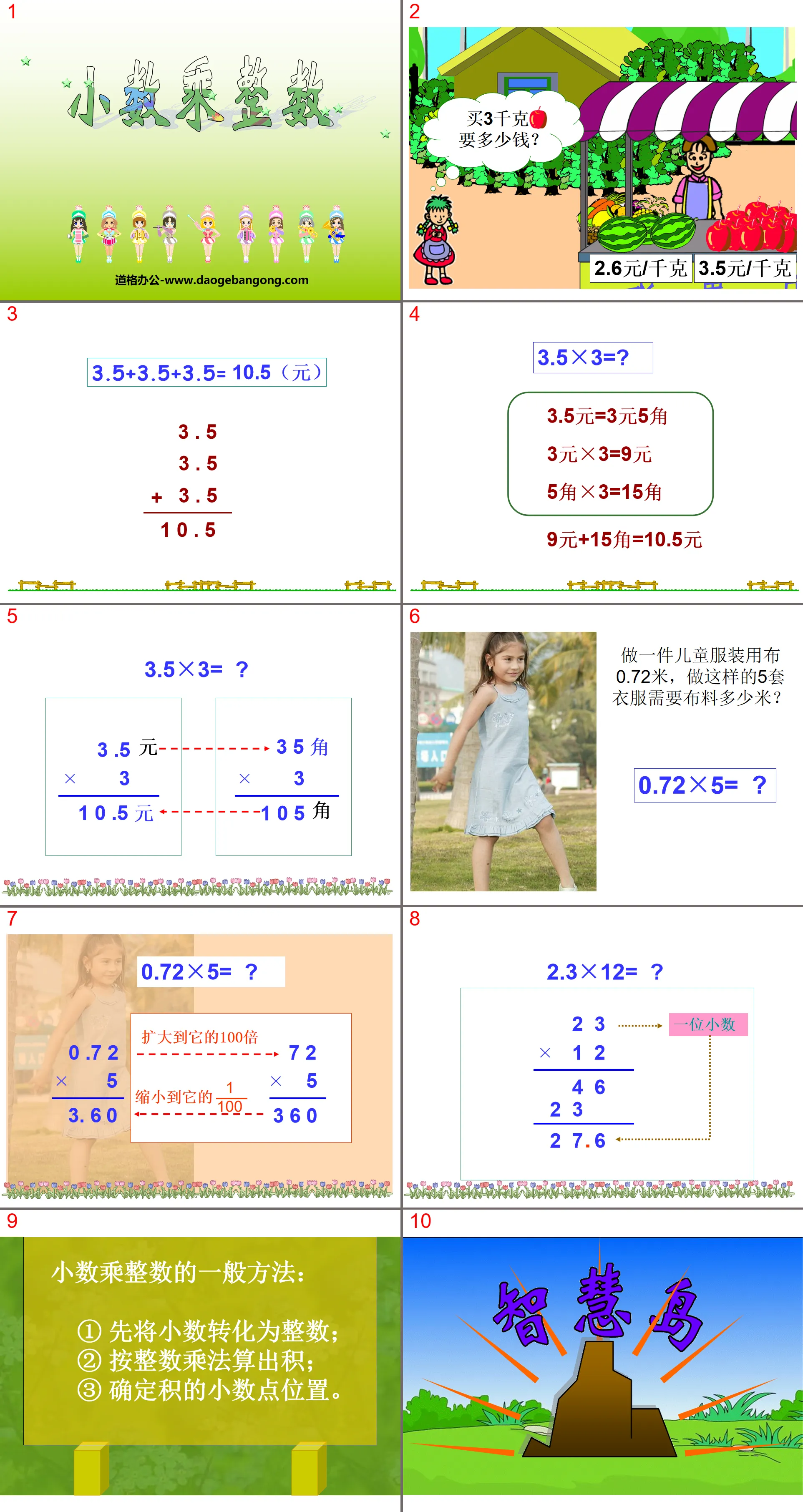 "Multiplication de décimales par des nombres entiers" Multiplication de décimales Didacticiel PPT 3