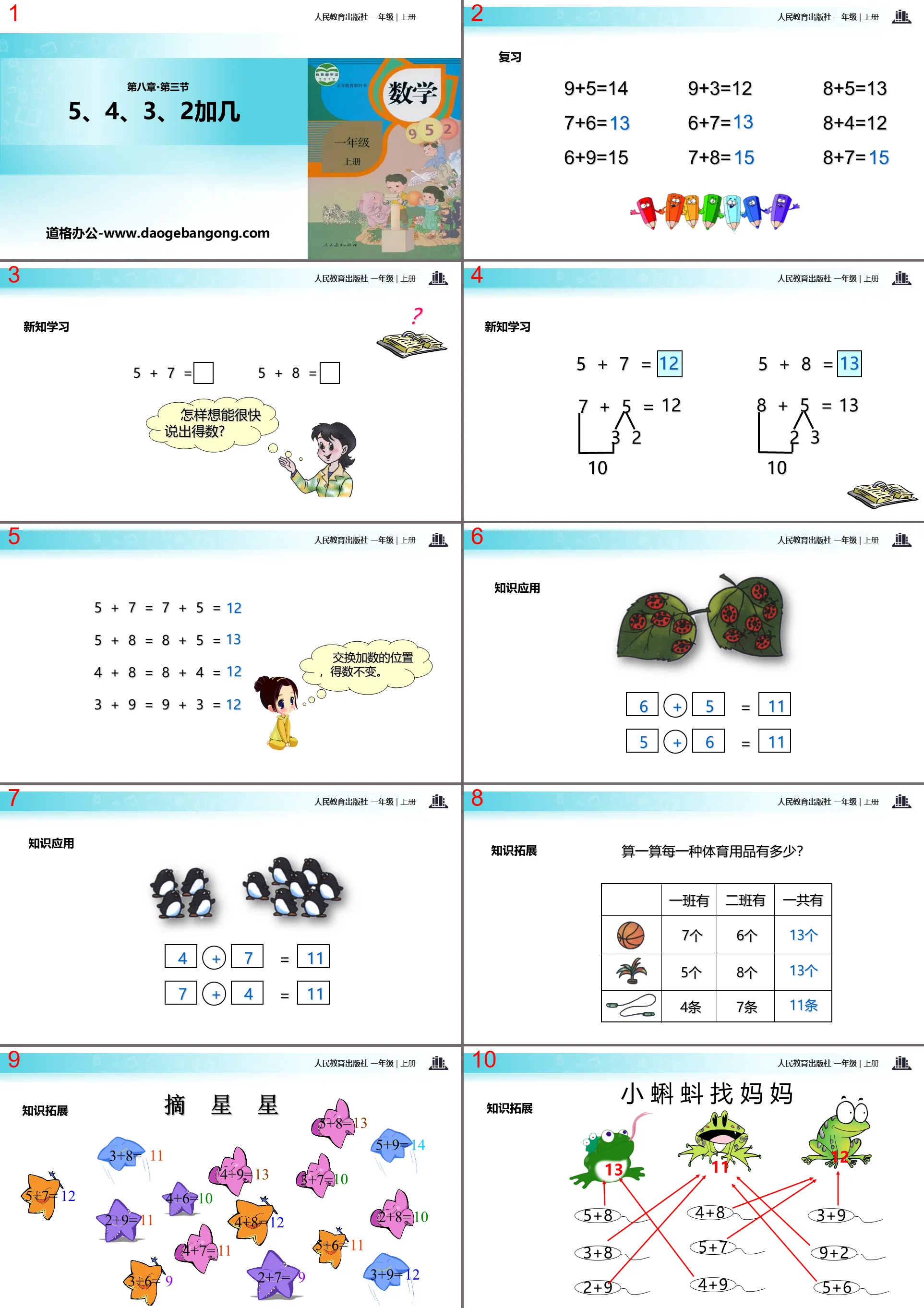 《5、4、3加几》20以内的进位加法PPT教学课件