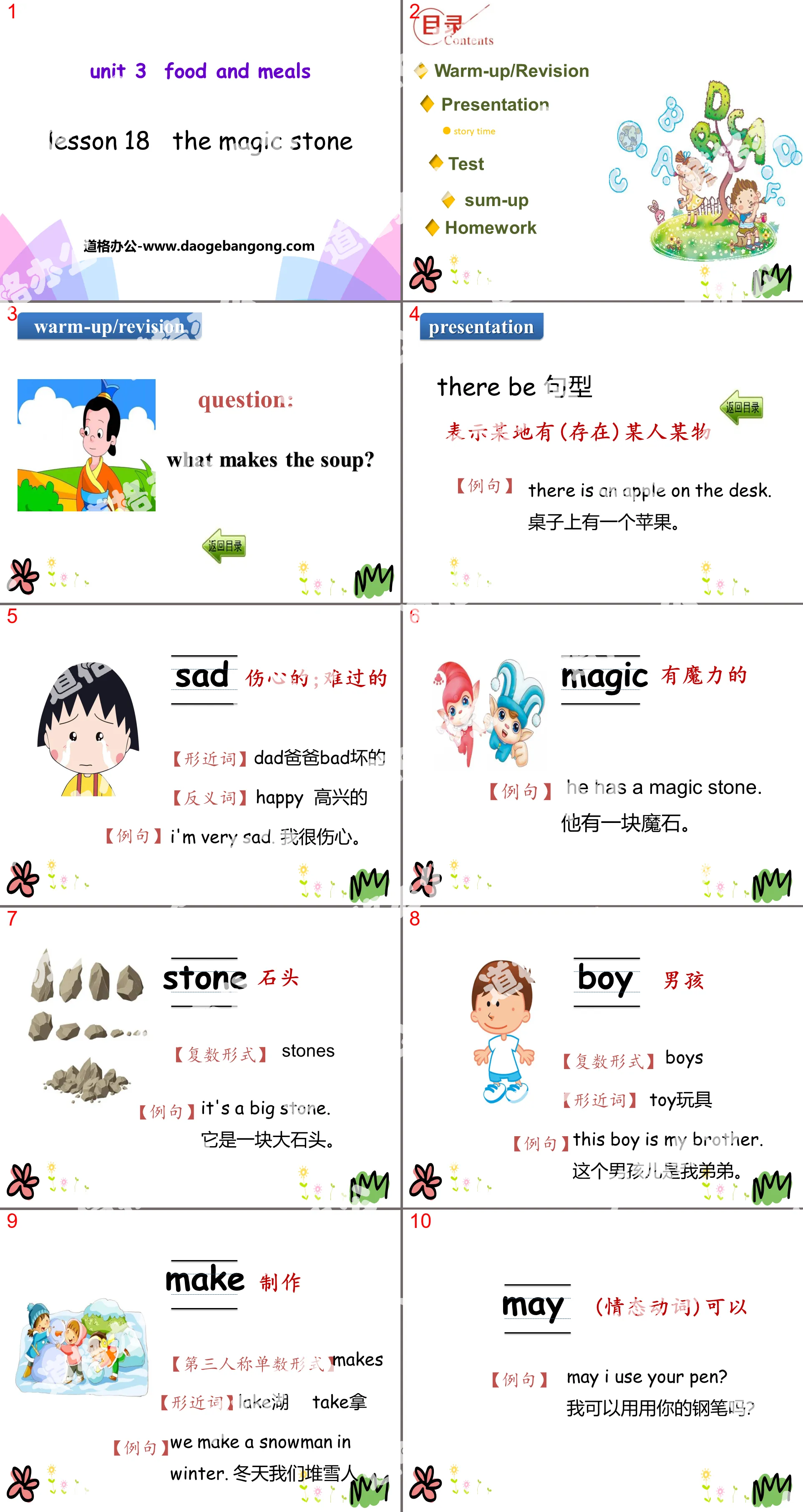 《The Magic Stone》Food and Meals PPT課件