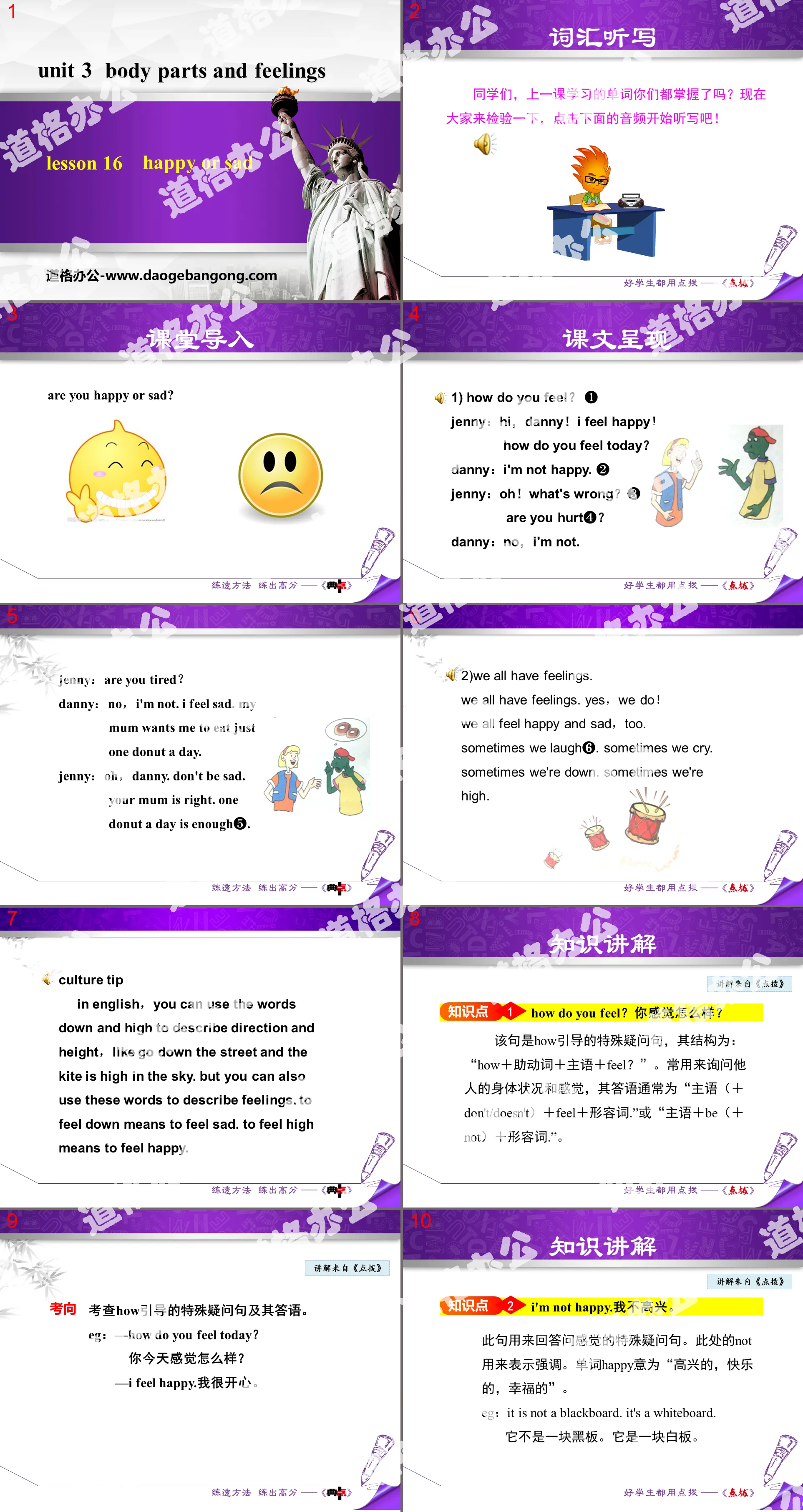 《Happy or Sad》Body Parts and Feelings PPT课件下载
