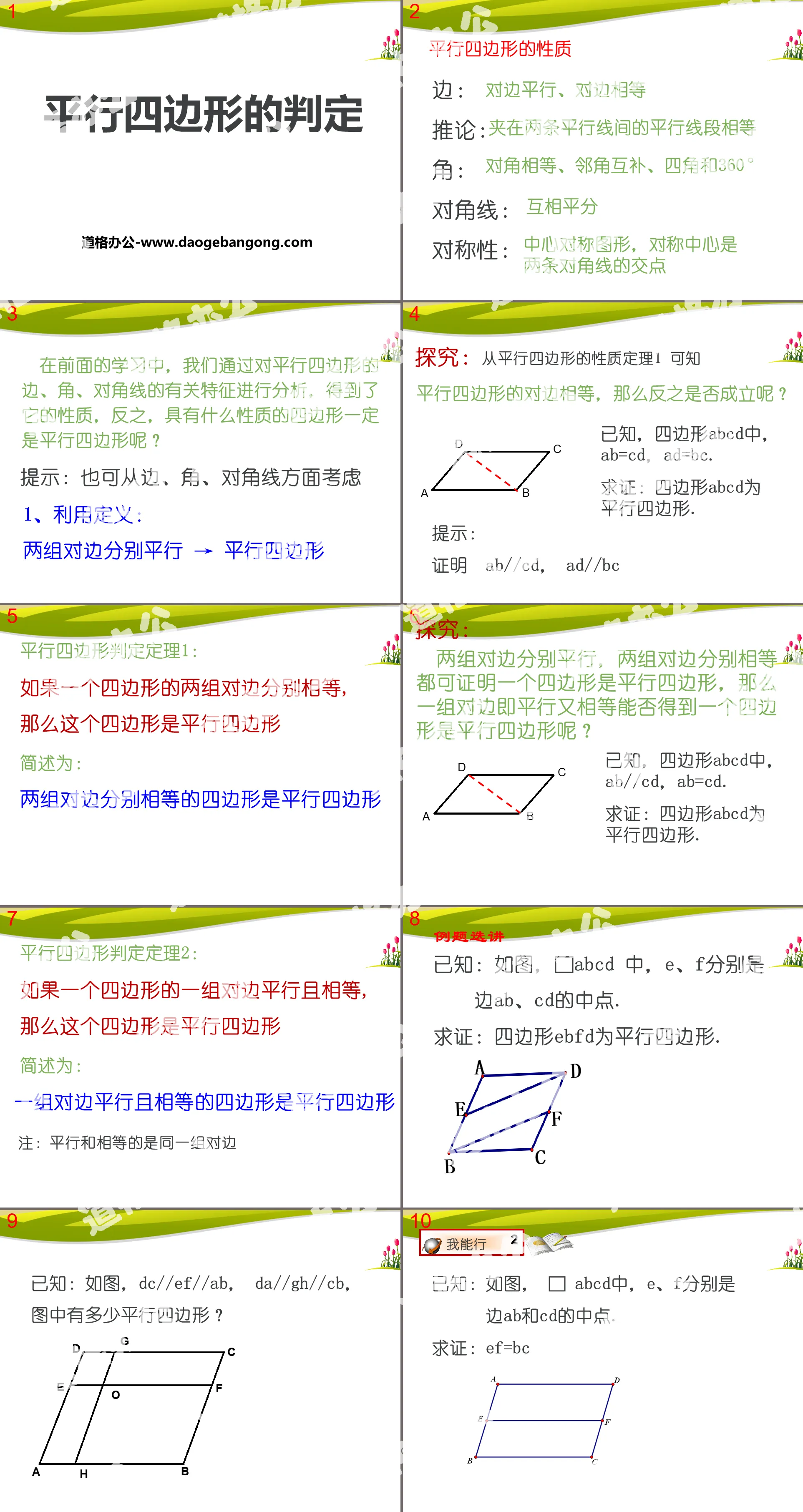 "Determination of Parallelograms" PPT