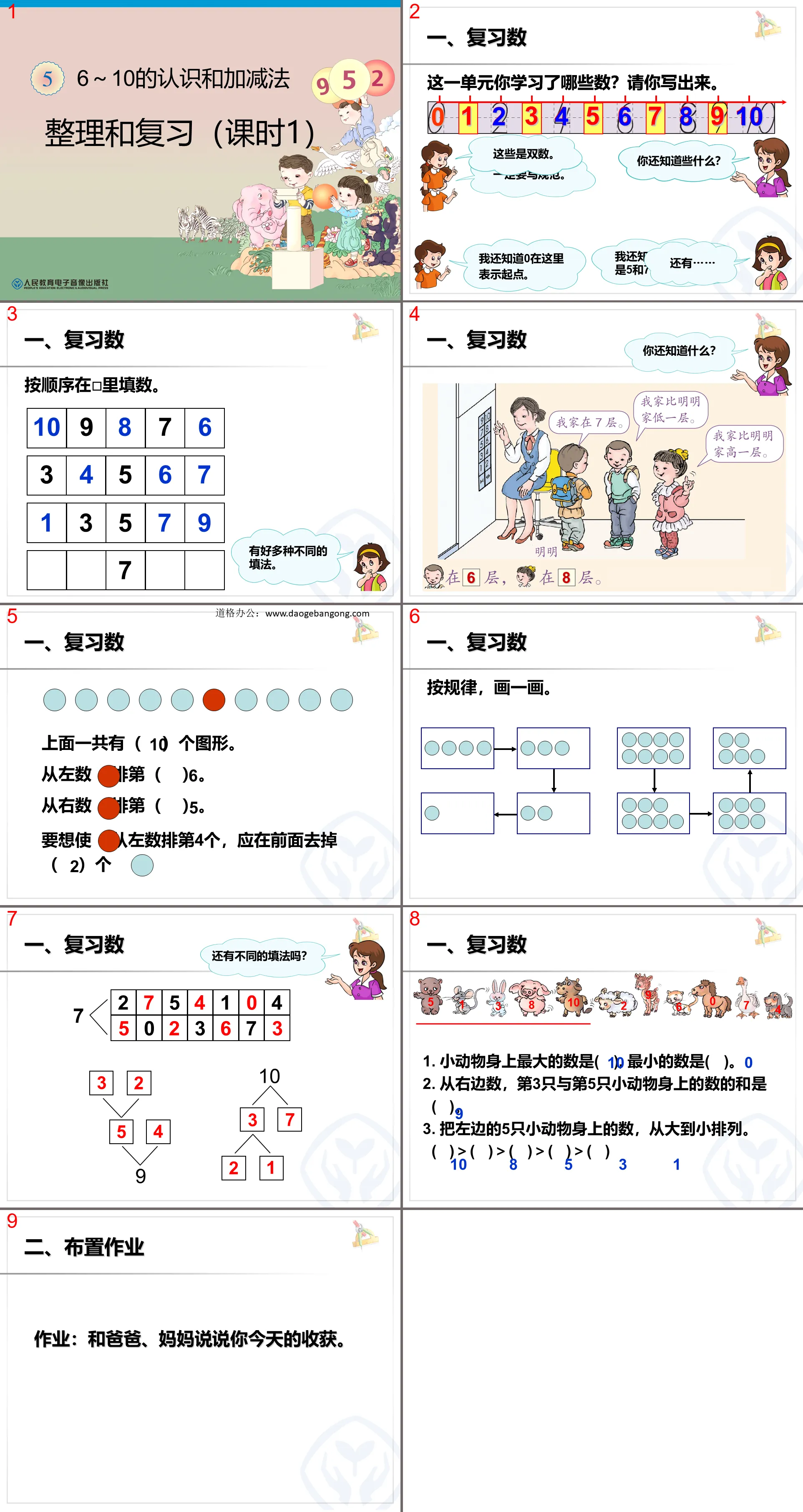 《 6-10的認識與加減法 》PPT