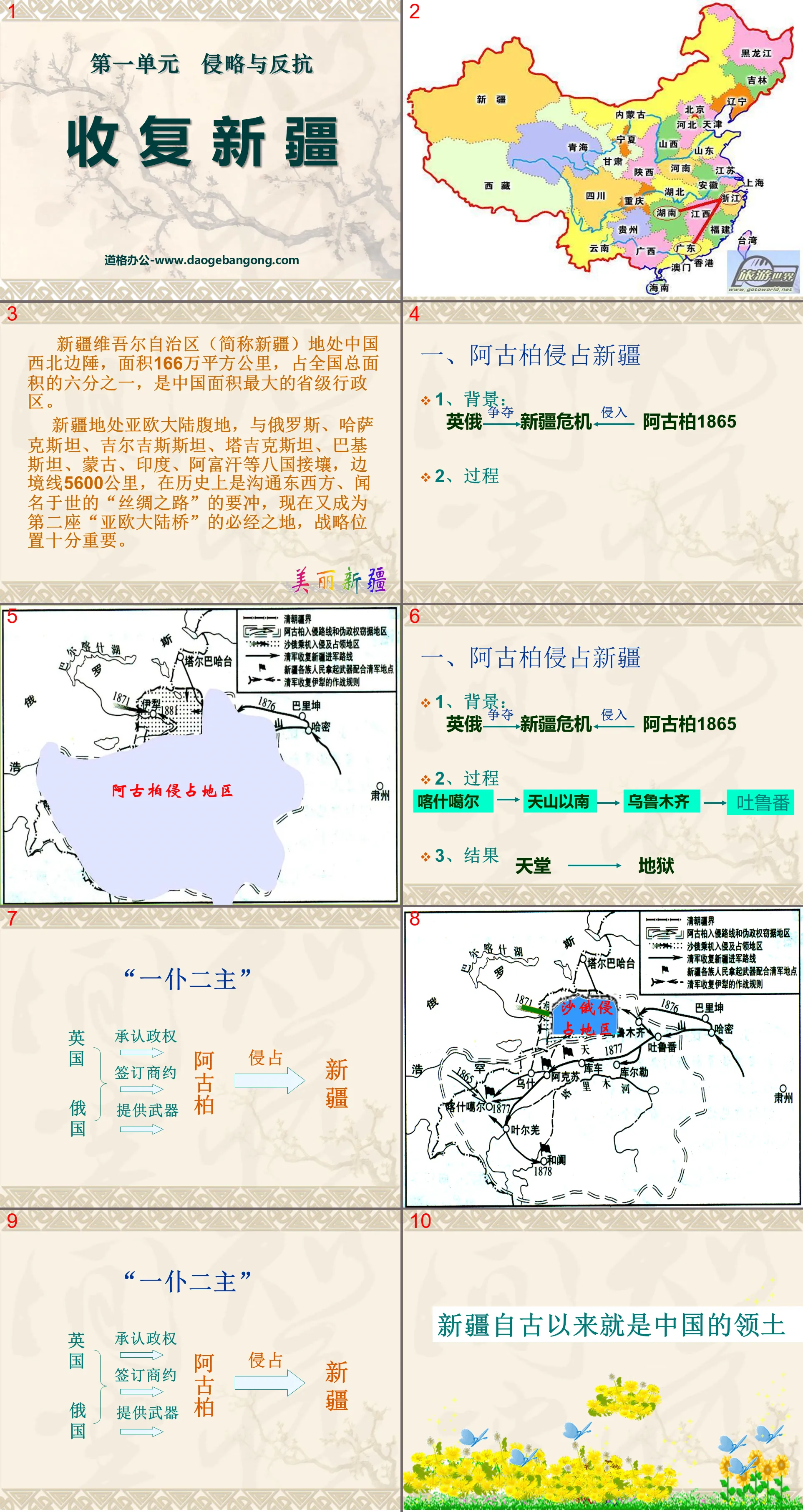 "Recovering Xinjiang" Invasion and Resistance PPT Courseware 7