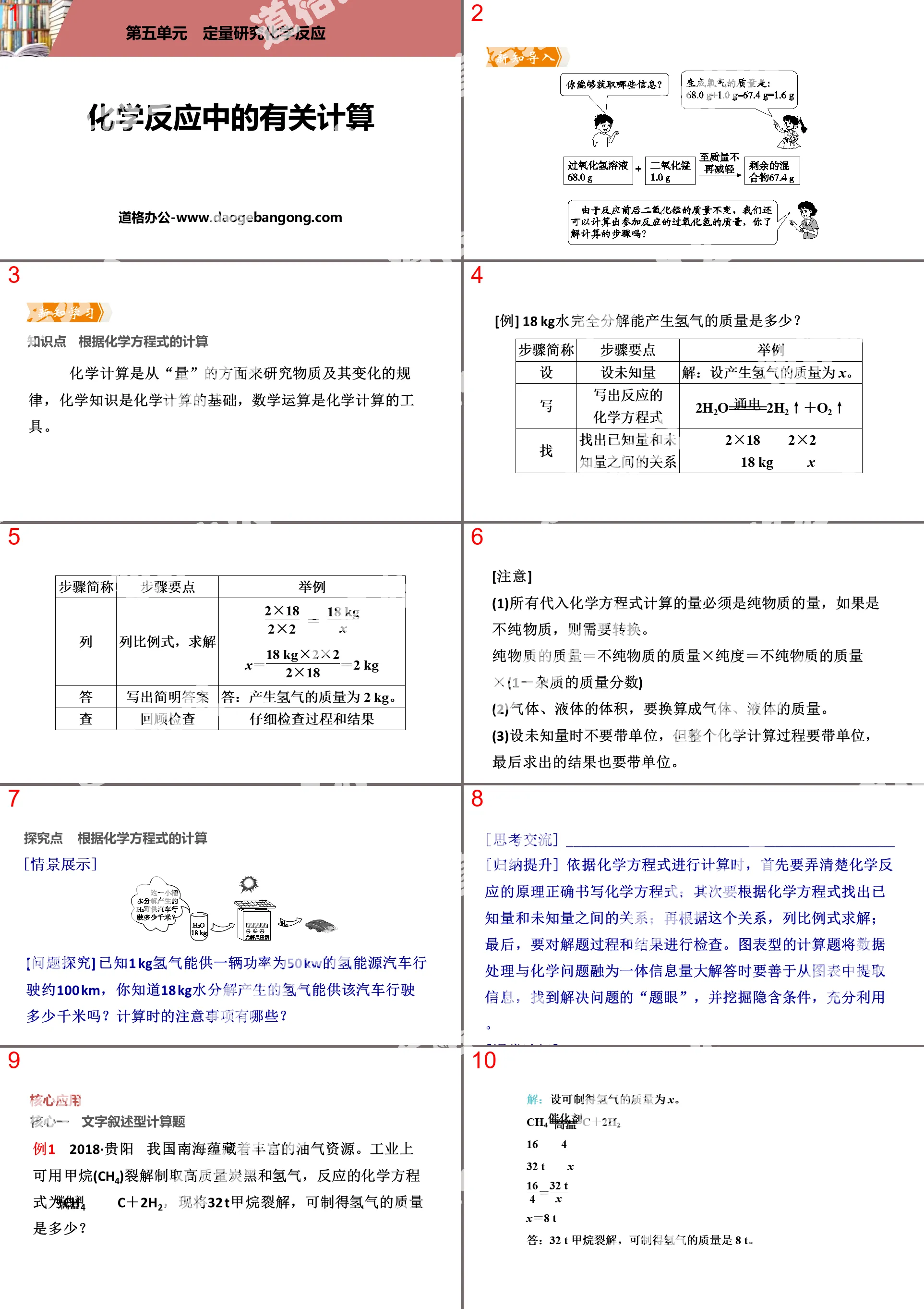 《化学反应中的有关计算》定量研究化学反应PPT