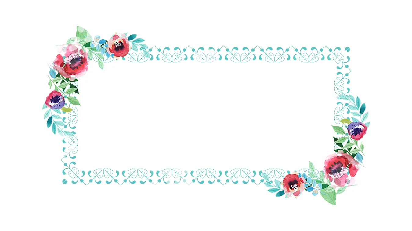 水彩花卉邊框PPT背景圖片