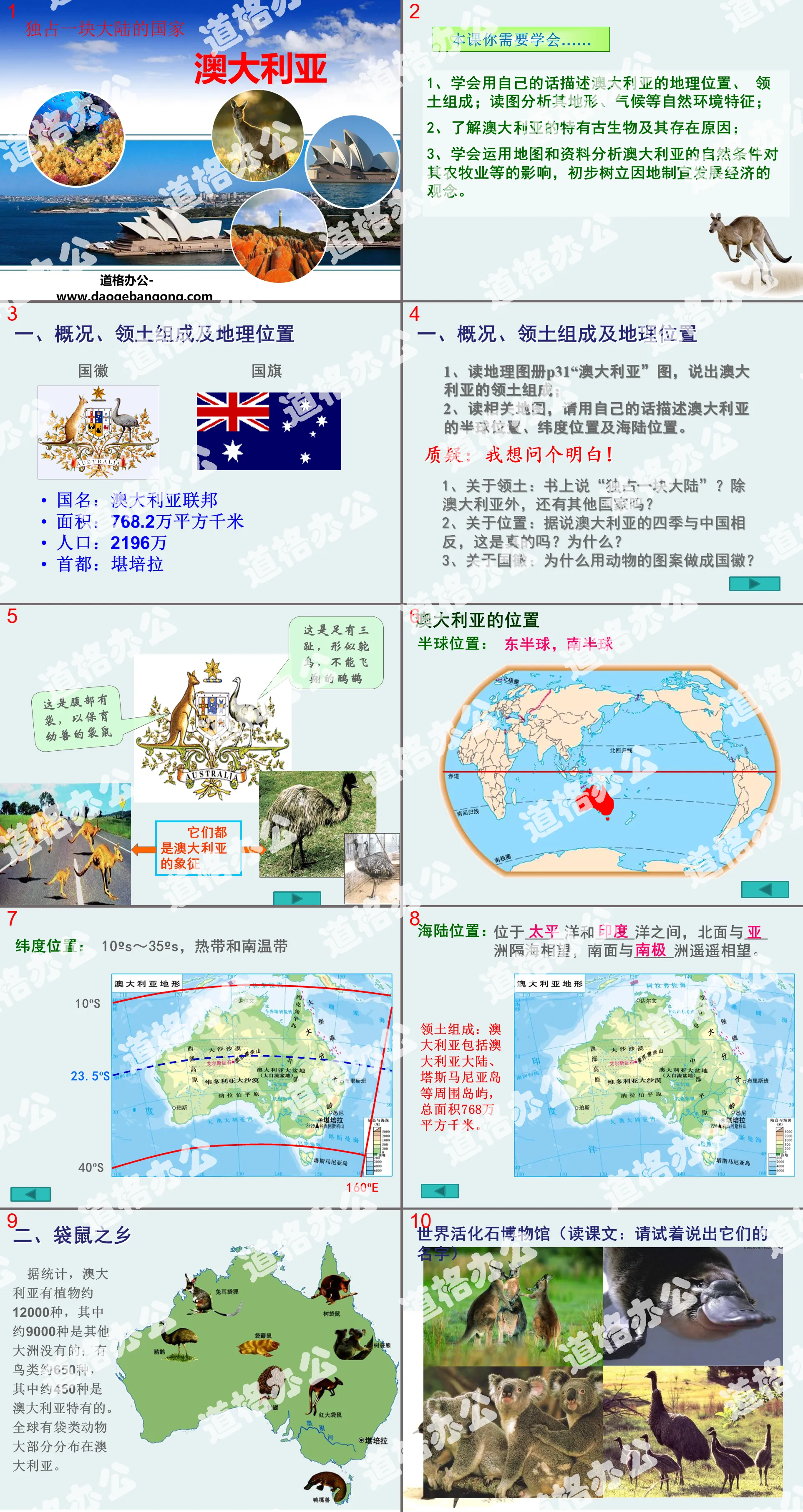 "A country that occupies a continent alone—Australia" PPT courseware download