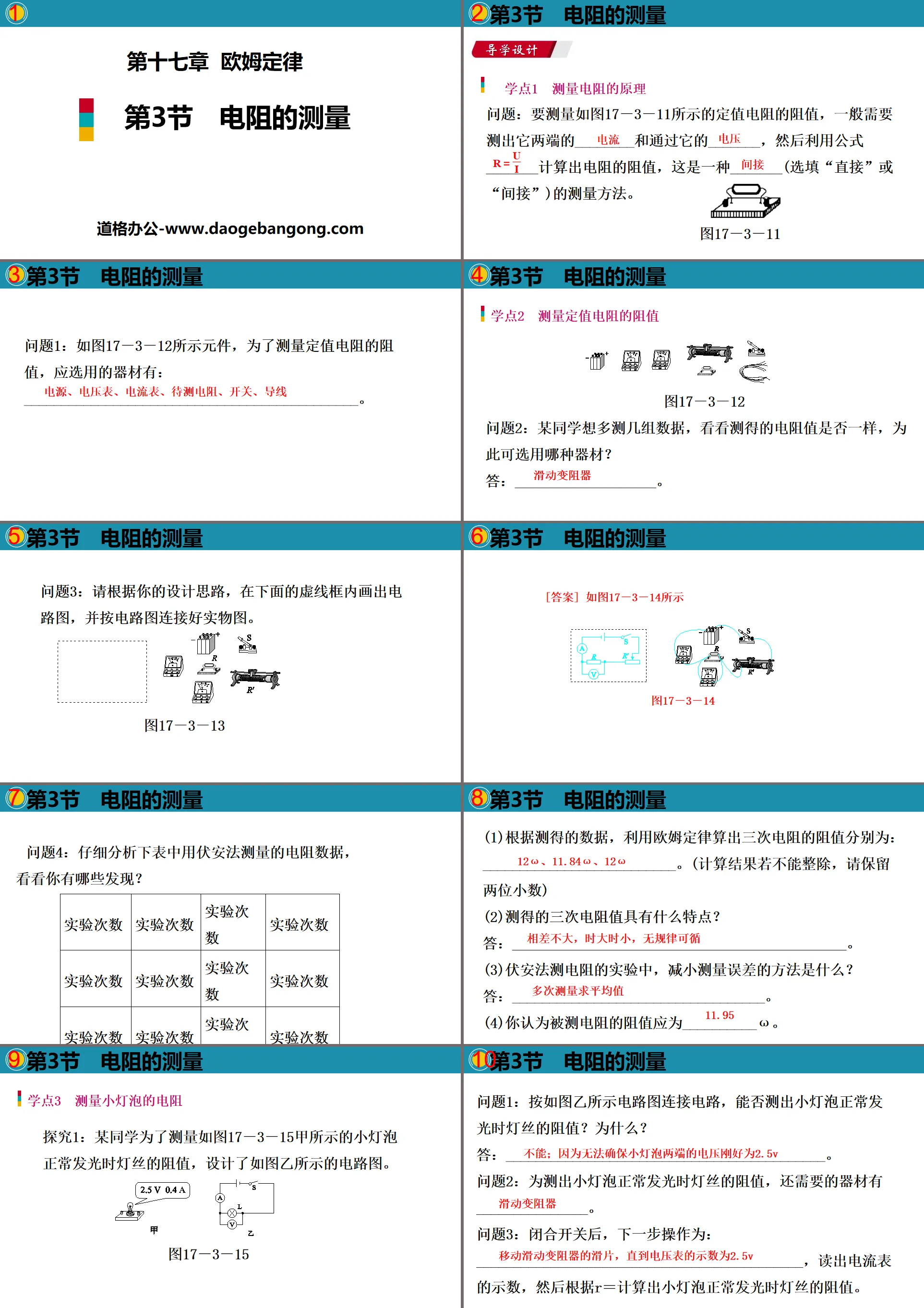 《電阻的測量》歐姆定律PPT