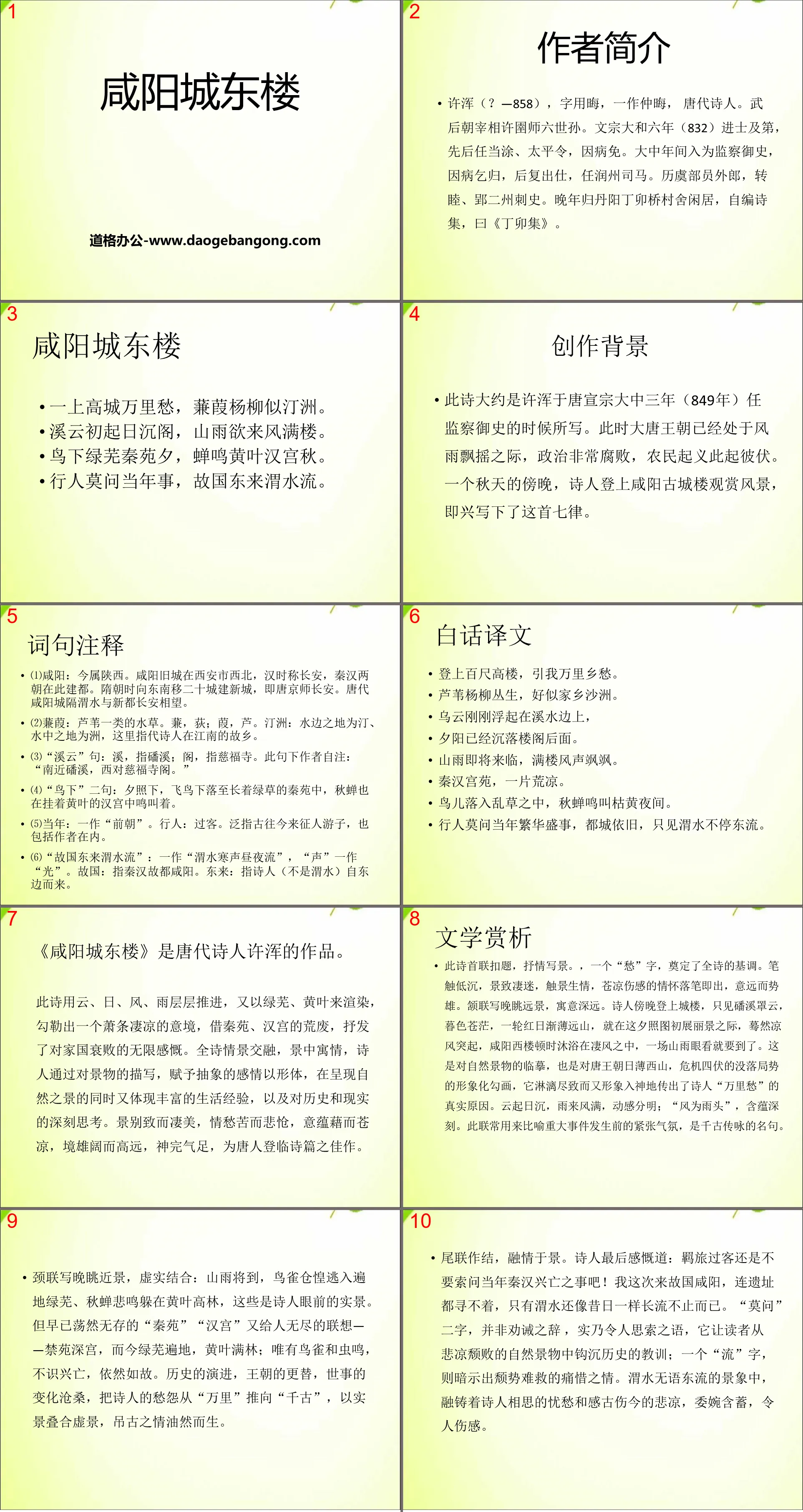 《咸阳城东楼》PPT