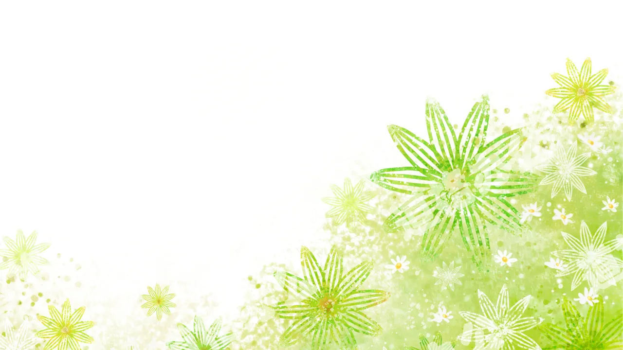 Beautiful cartoon green flower pattern PPT background